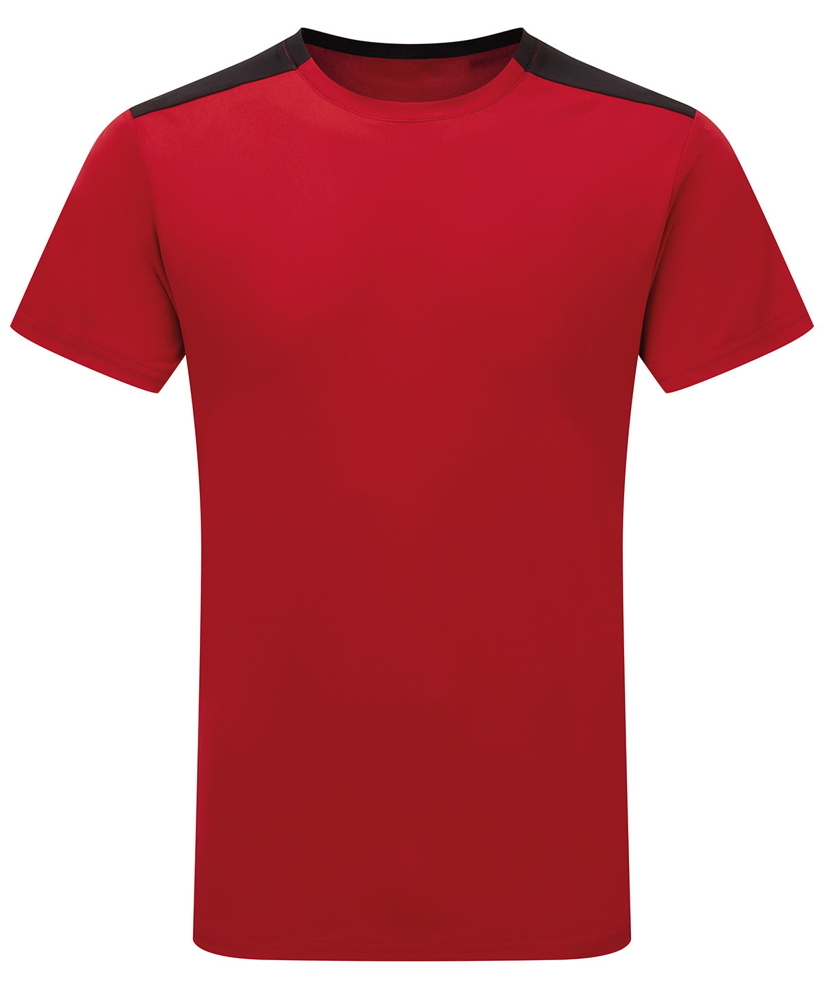 TriDri Contrast performance t-shirt in Fire Red/Black, front view