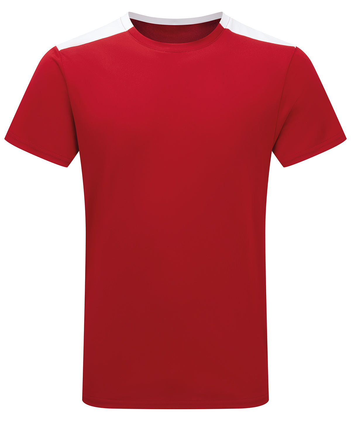 TriDri Contrast performance t-shirt in Fire Red/White, front view