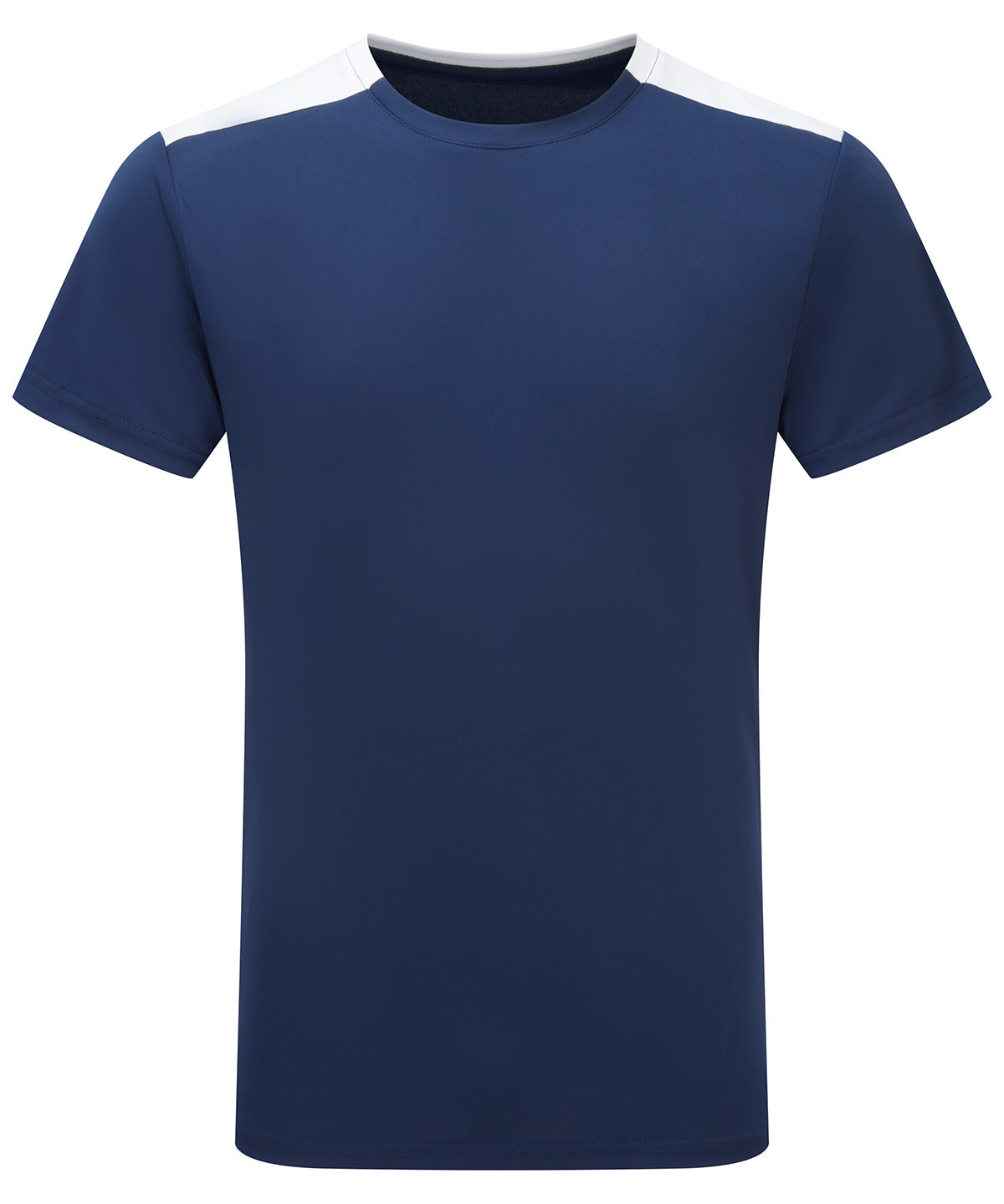 TriDri Contrast performance t-shirt in Navy/White, front view