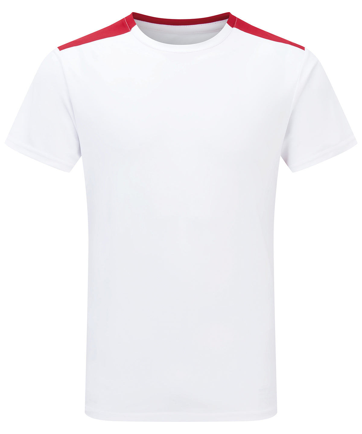 TriDri Contrast performance t-shirt in White/Fire Red, front view