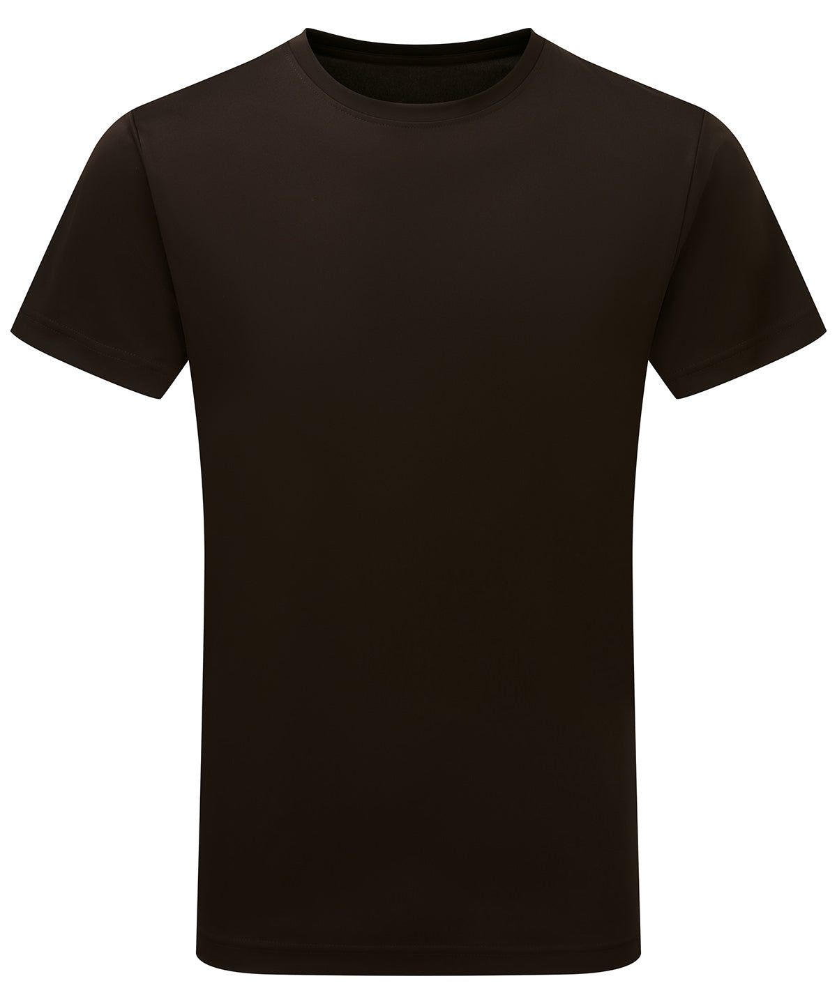 TriDri Men's performance t-shirt in Chocolate, front view