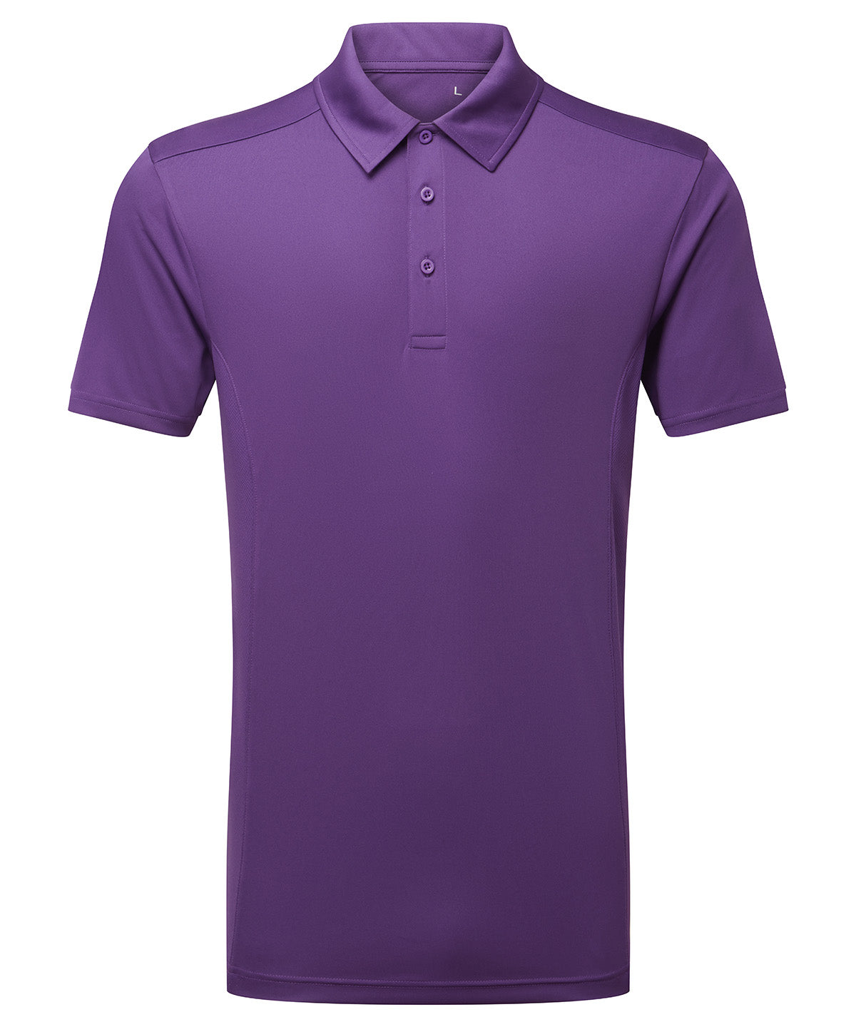TriDri Men's panelled polo in Bright Purple, front view