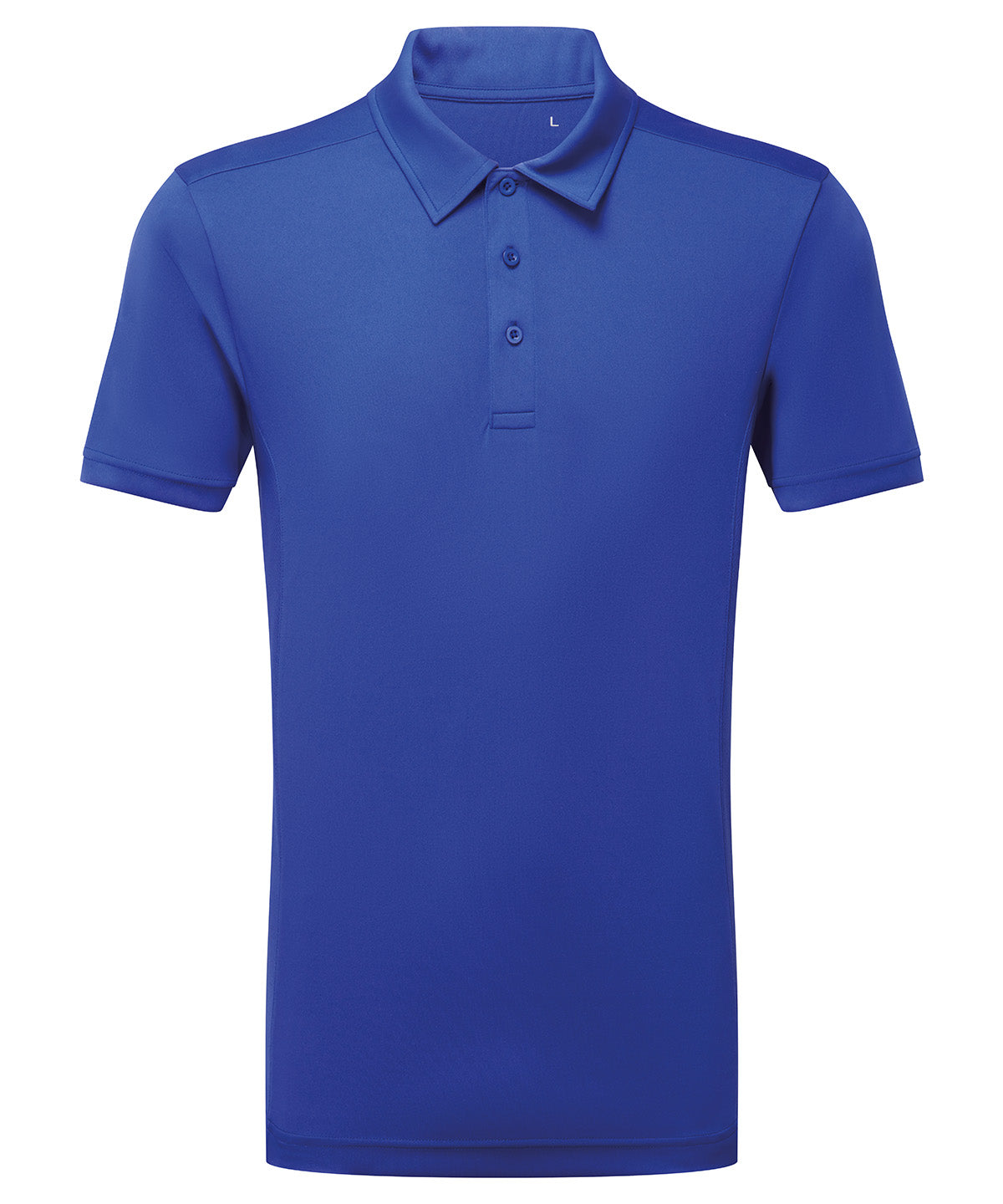 TriDri Men's panelled polo in Royal, front view