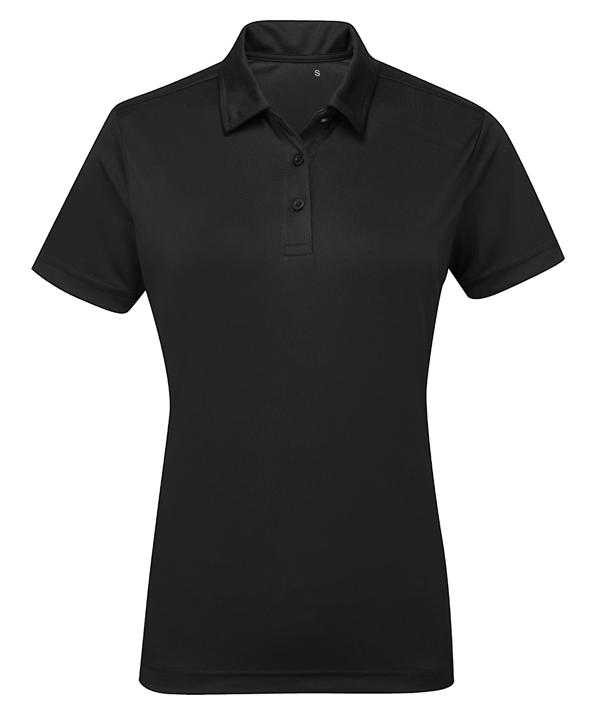 TriDri Women's panelled polo in Black, front view