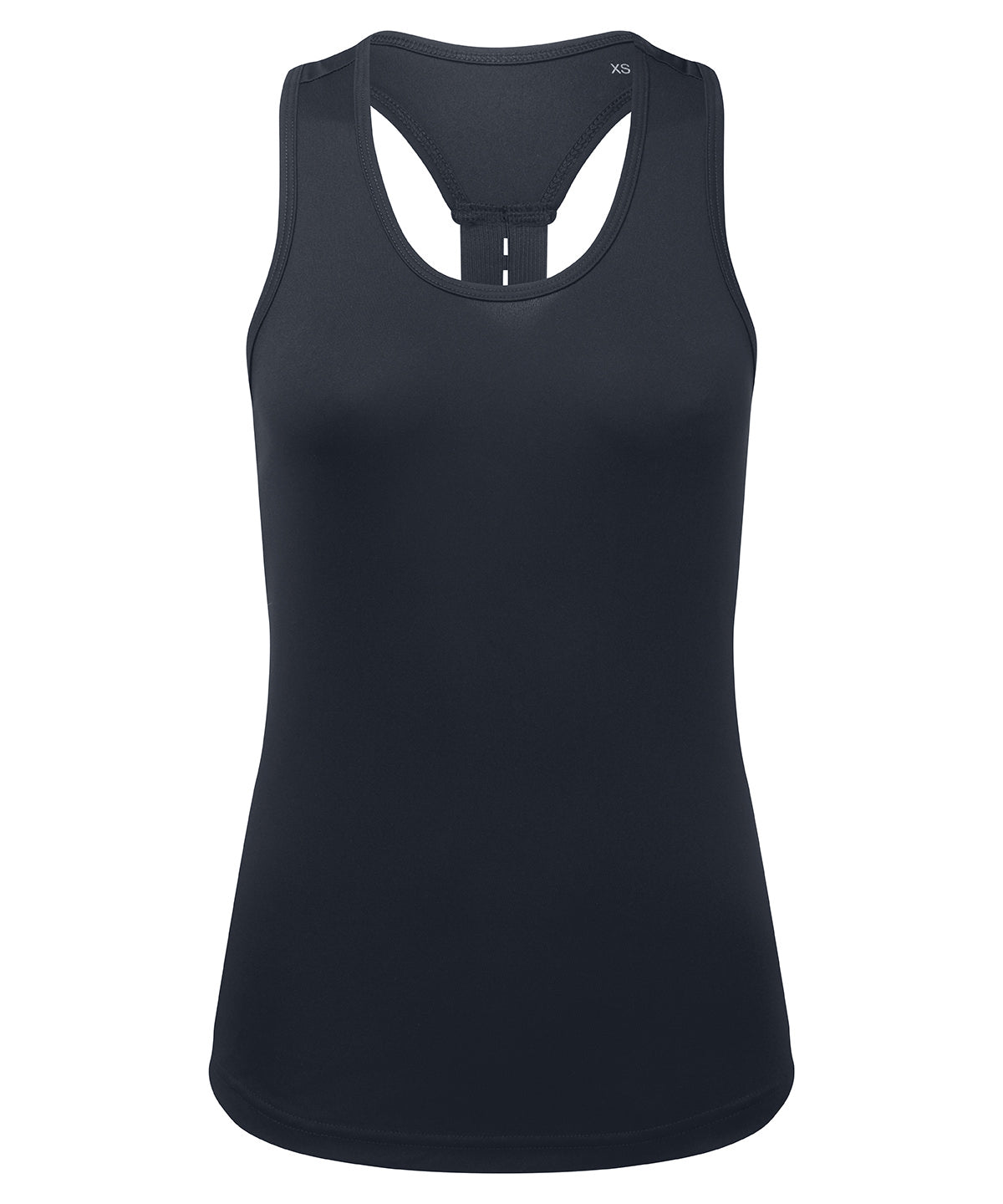 TriDri Women's performance strap back vest in French Navy, front view