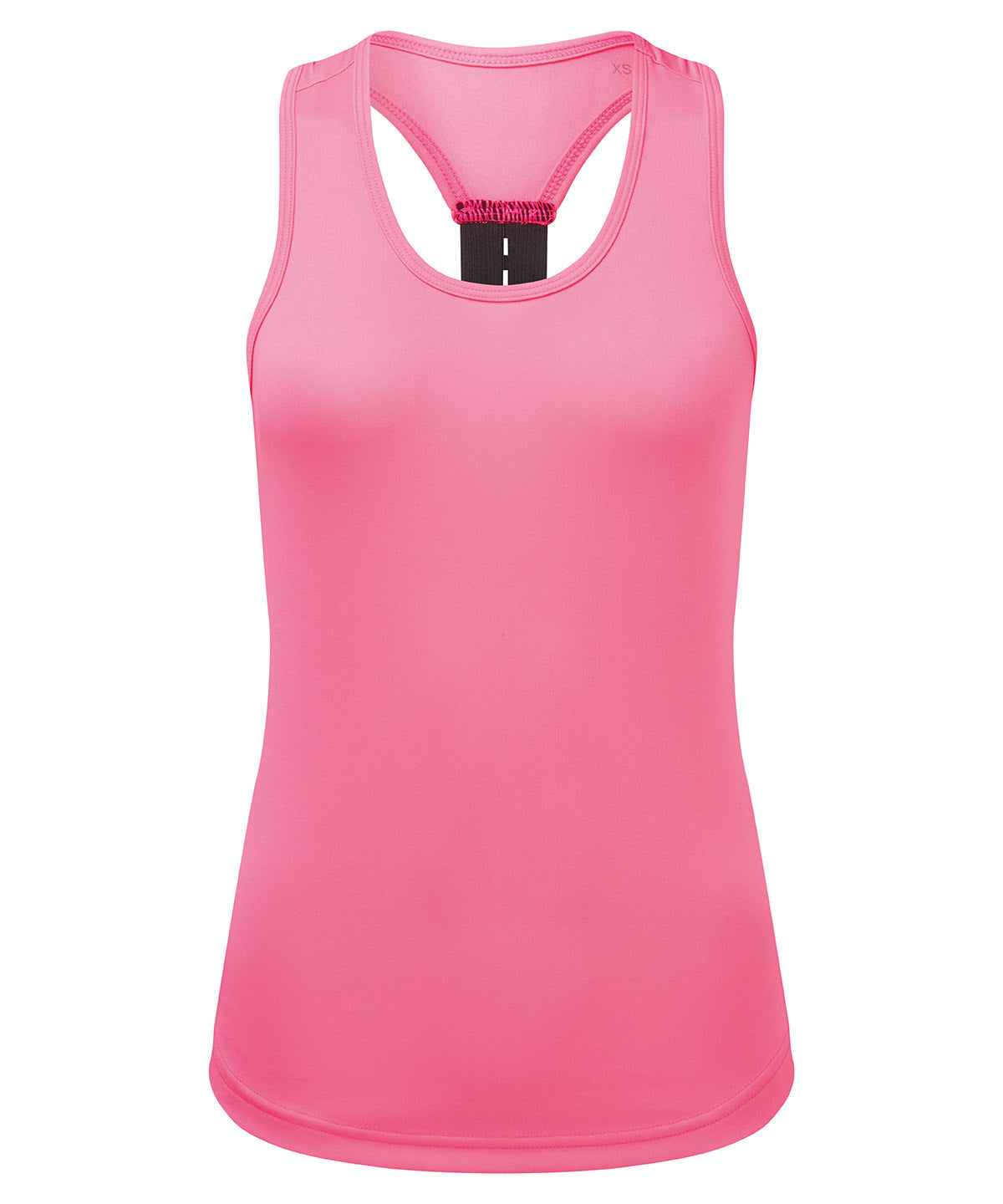 TriDri Women's performance strap back vest in Lightning Pink, front view