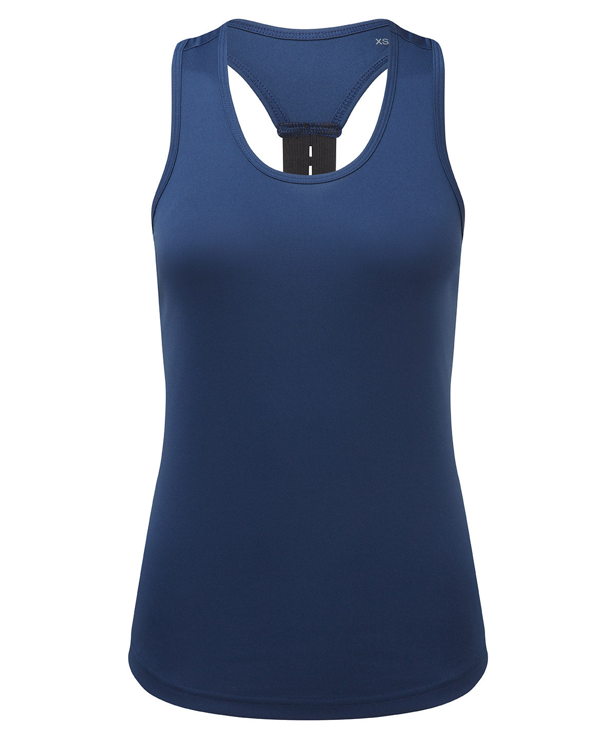 TriDri Women's performance strap back vest in Navy, front view