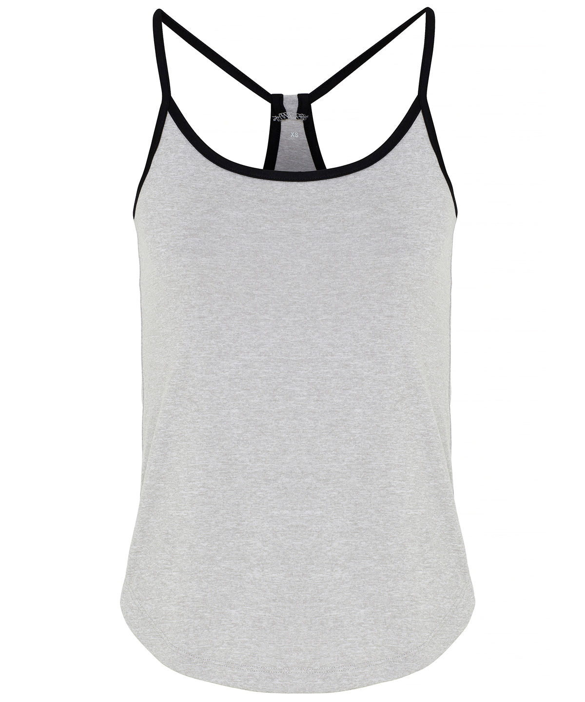 TriDri Women's yoga vest in Silver Melange/Black, front view