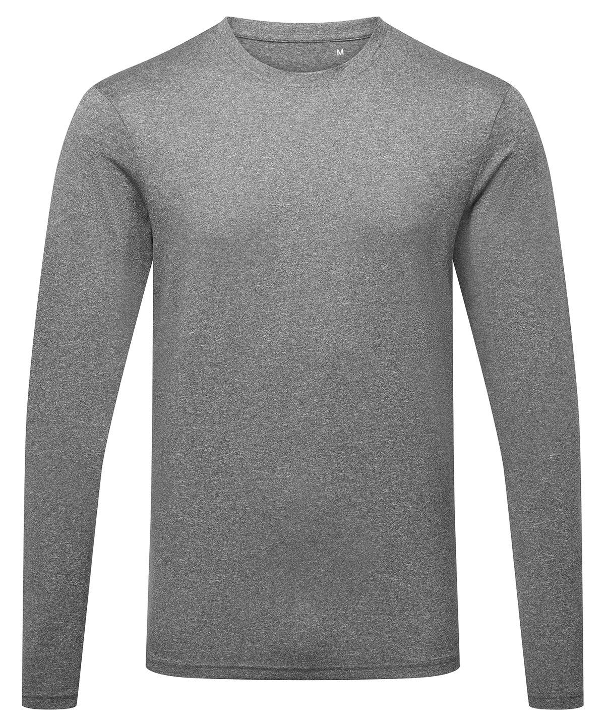 TriDri Men's long sleeve performance t-shirt in Black Melange, front view