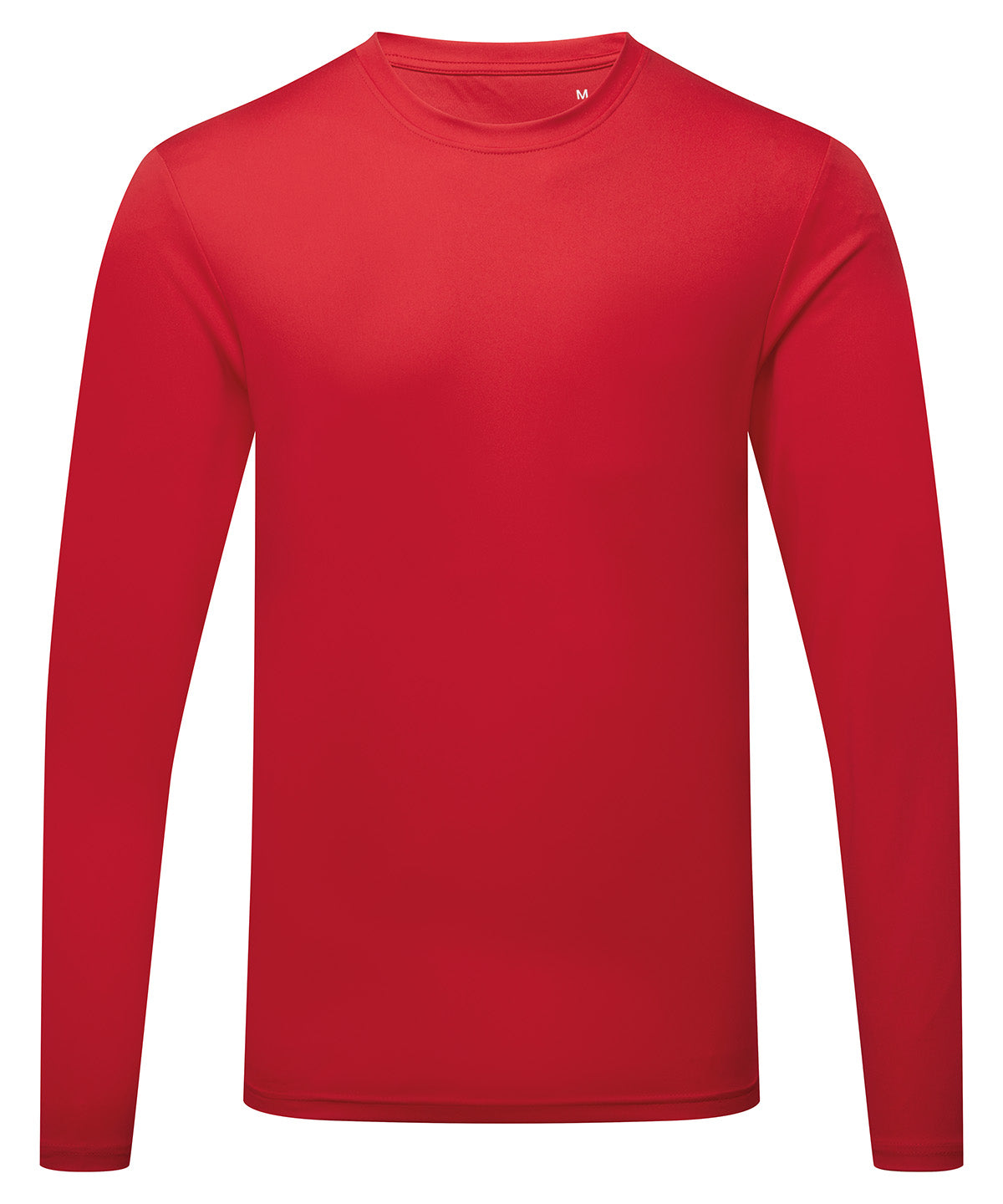 TriDri Men's long sleeve performance t-shirt in Fire Red, front view