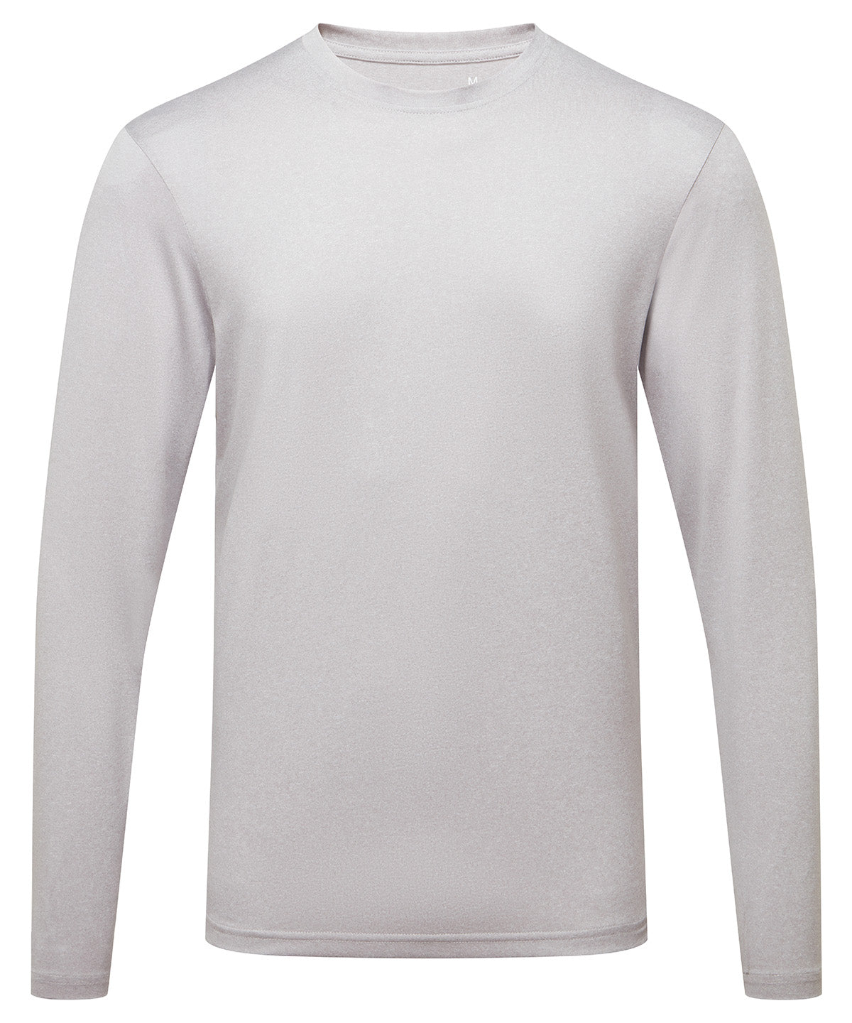 TriDri Men's long sleeve performance t-shirt in Silver Melange, front view