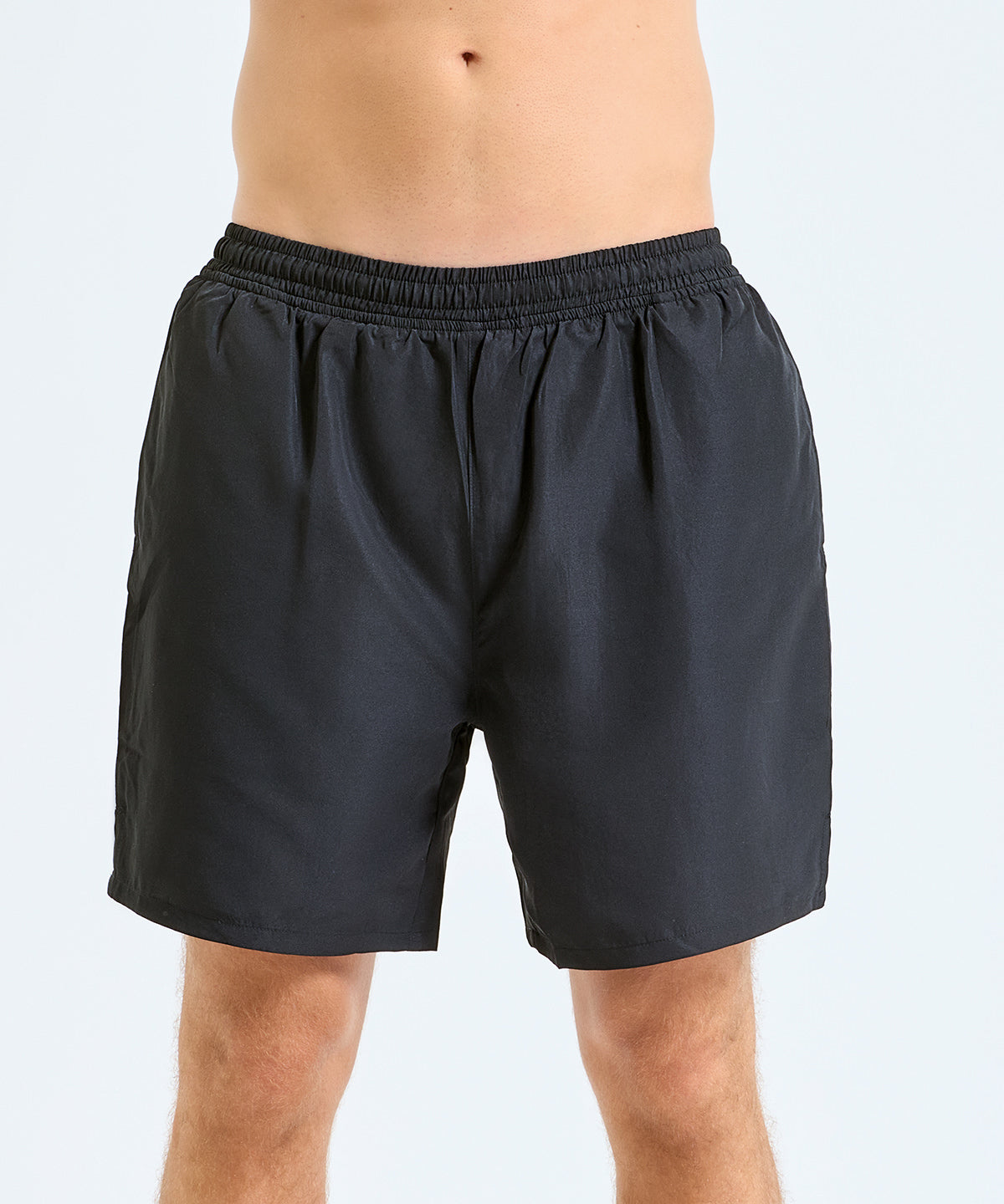 TriDri Men's running shorts in Black, lifestyle photo