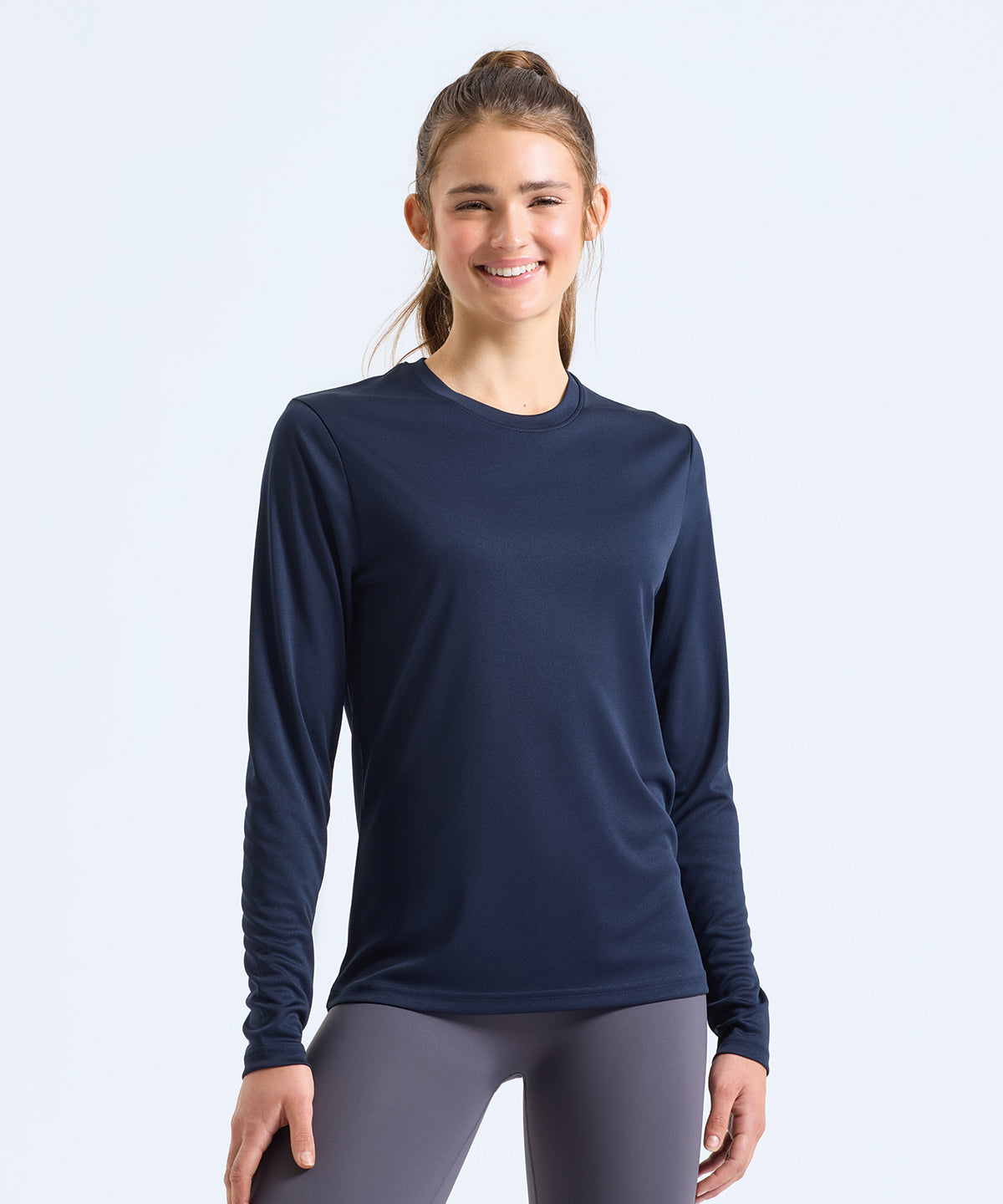 TriDri Women's long sleeve performance t-shirt, lifestyle photo