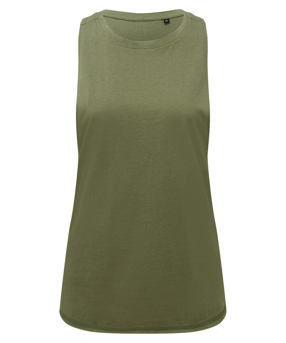 TriDri Women's organic tank top in Olive, front view