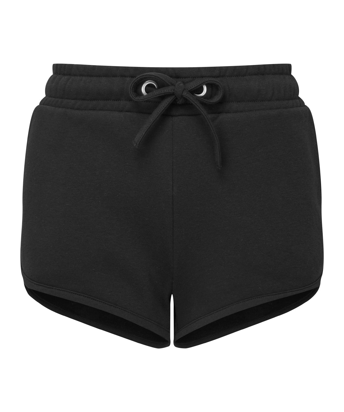 TriDri Women's recycled retro jogger shorts in Black, front view
