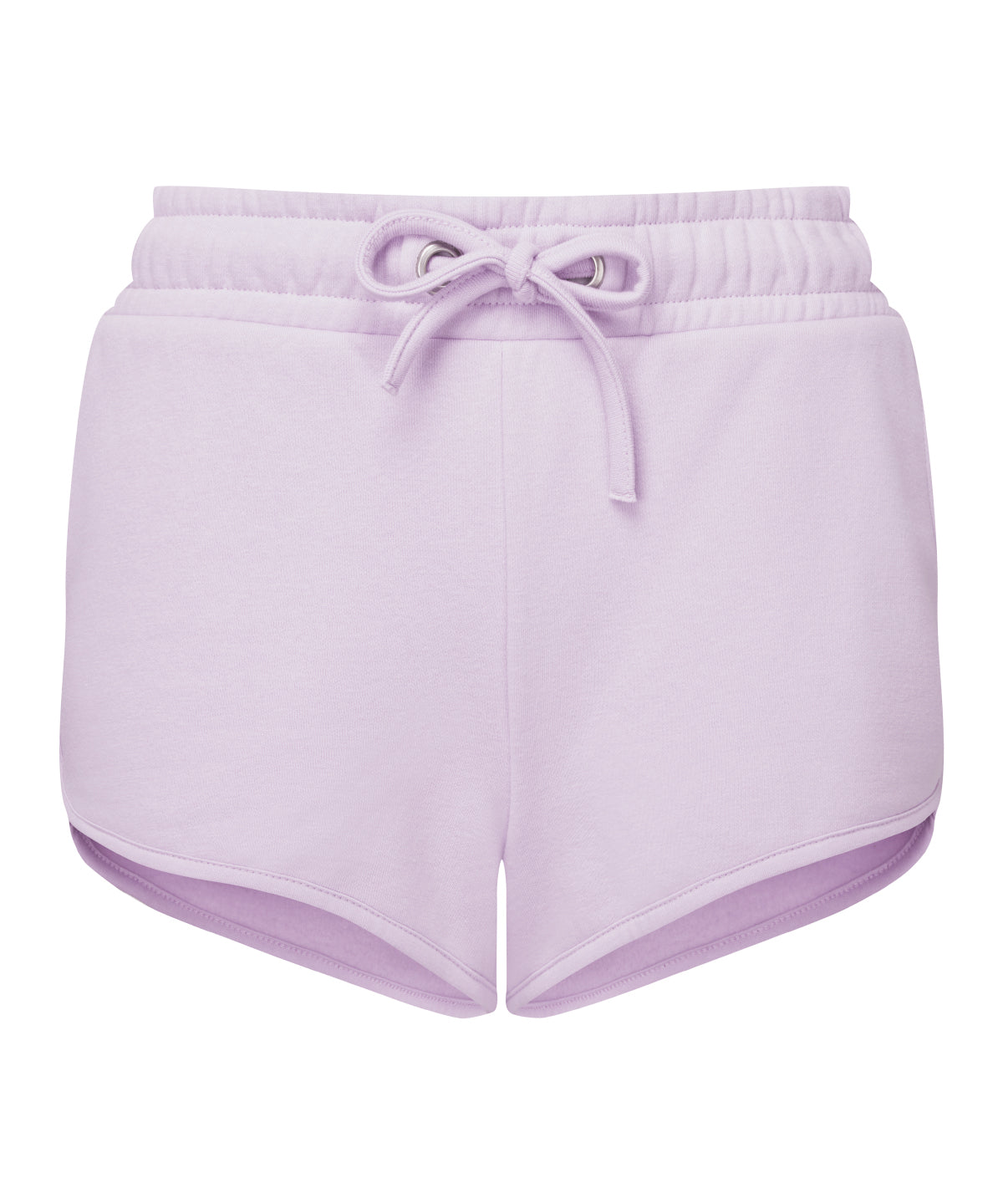 TriDri Women's recycled retro jogger shorts in Lilac, front view