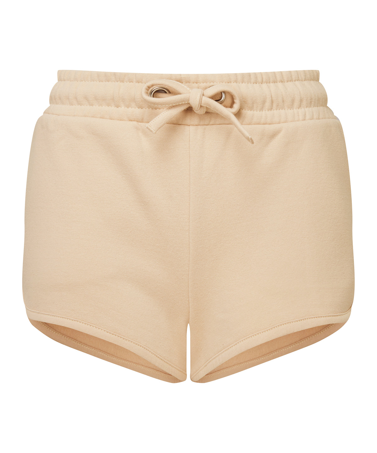 TriDri Women's recycled retro jogger shorts in Nude, front view