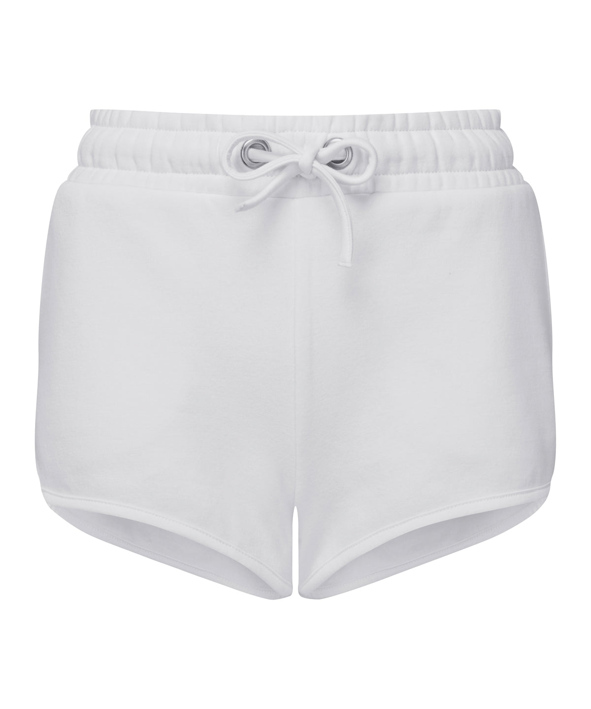 TriDri Women's recycled retro jogger shorts in White, front view
