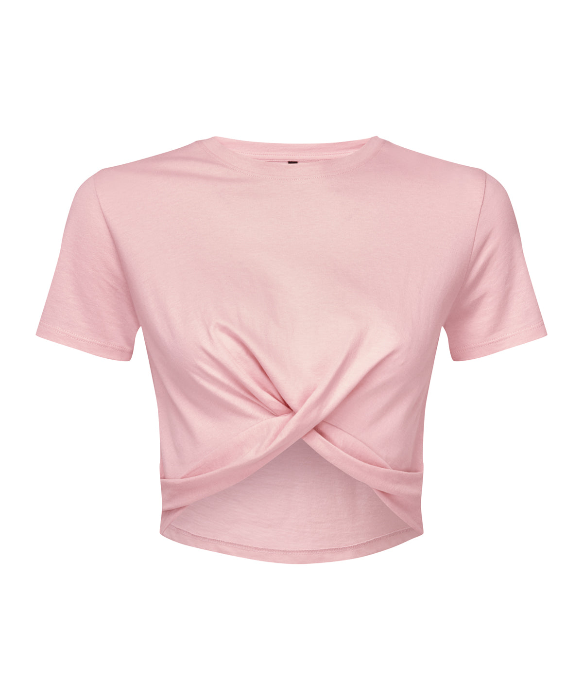 TriDri Women's twist crop top in Light Pink, front view