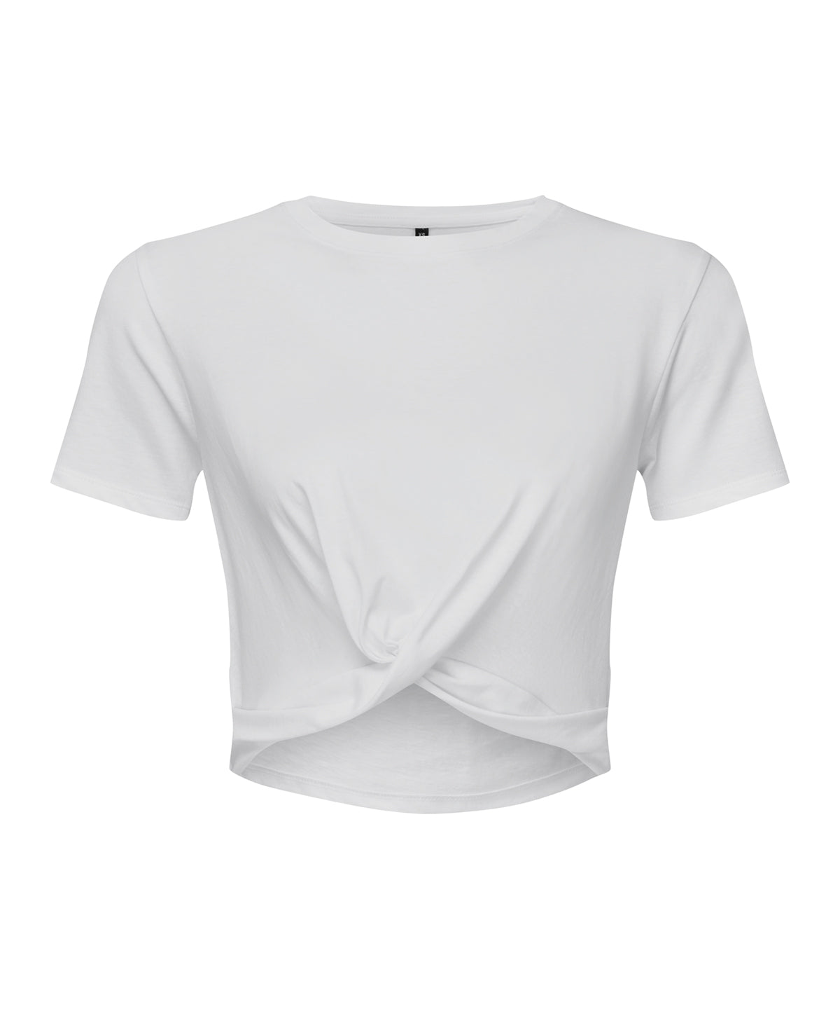 TriDri Women's twist crop top in White, front view