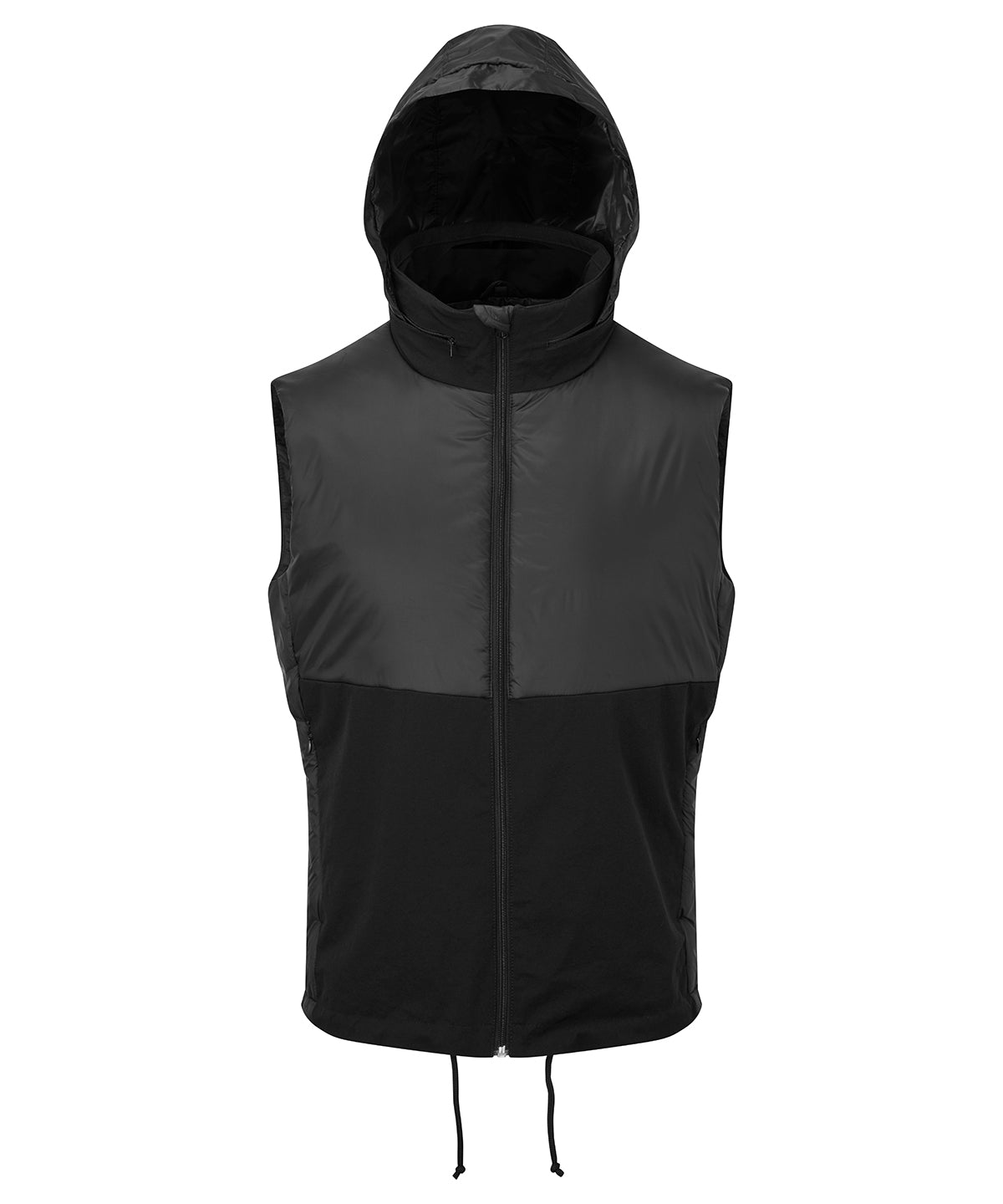 TriDri Men's insulated hybrid gilet in Black, front view