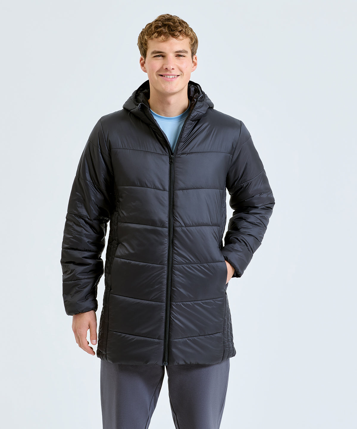 TriDri Microlight longline jacket in Black, lifestyle photo