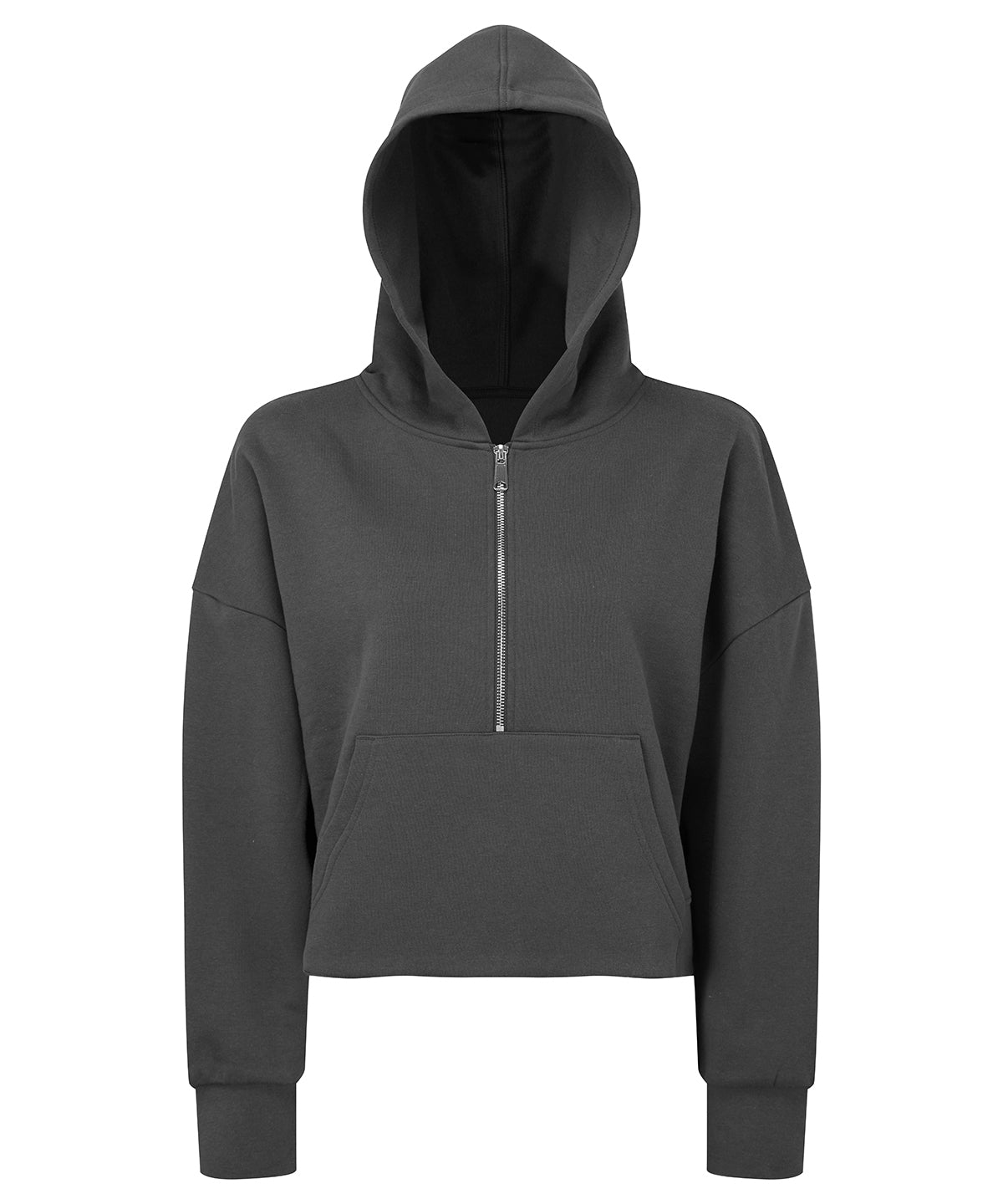 TriDri Women's half zip hoodie in Charcoal, front view