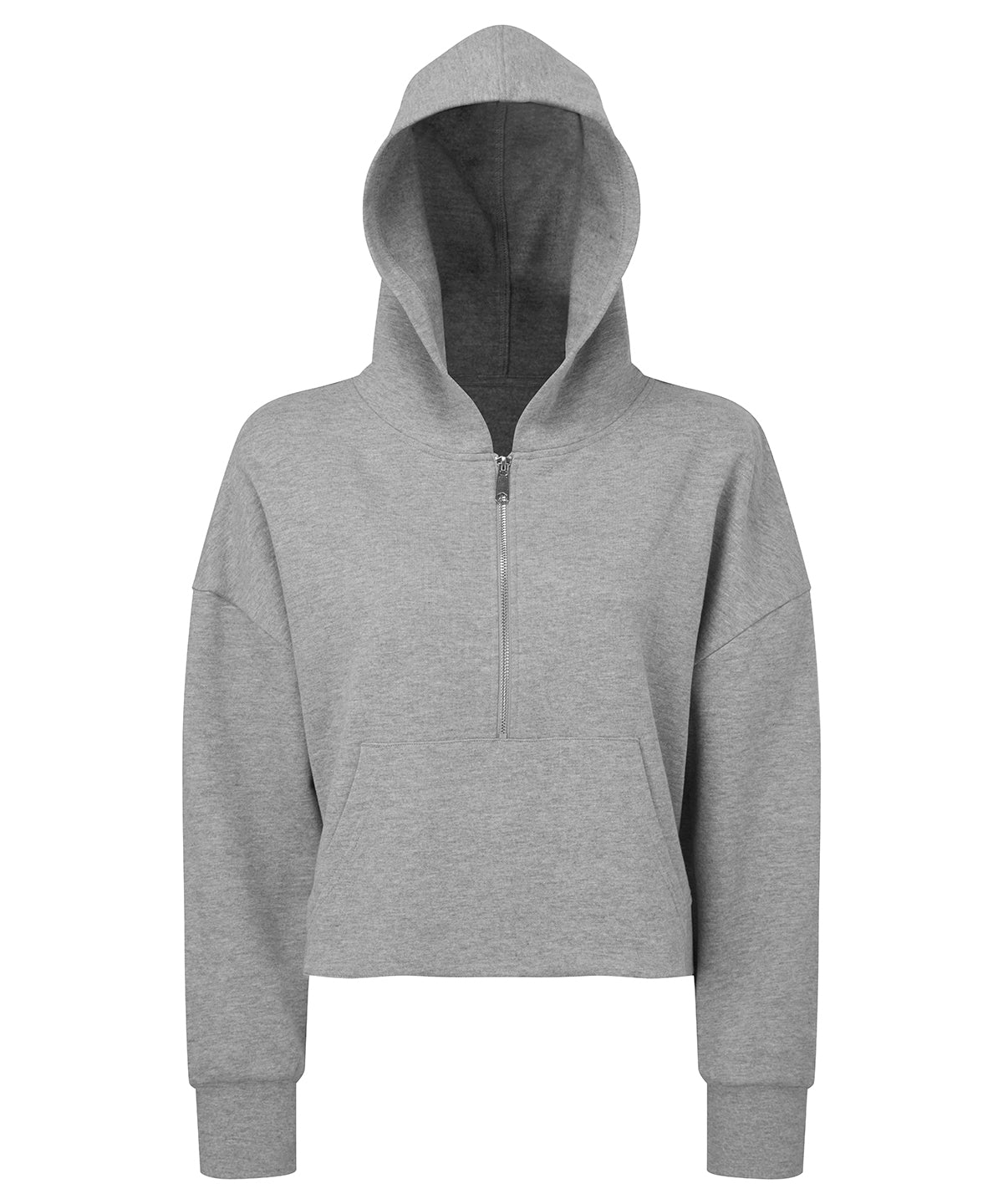 TriDri Women's half zip hoodie in Heather Grey, front view