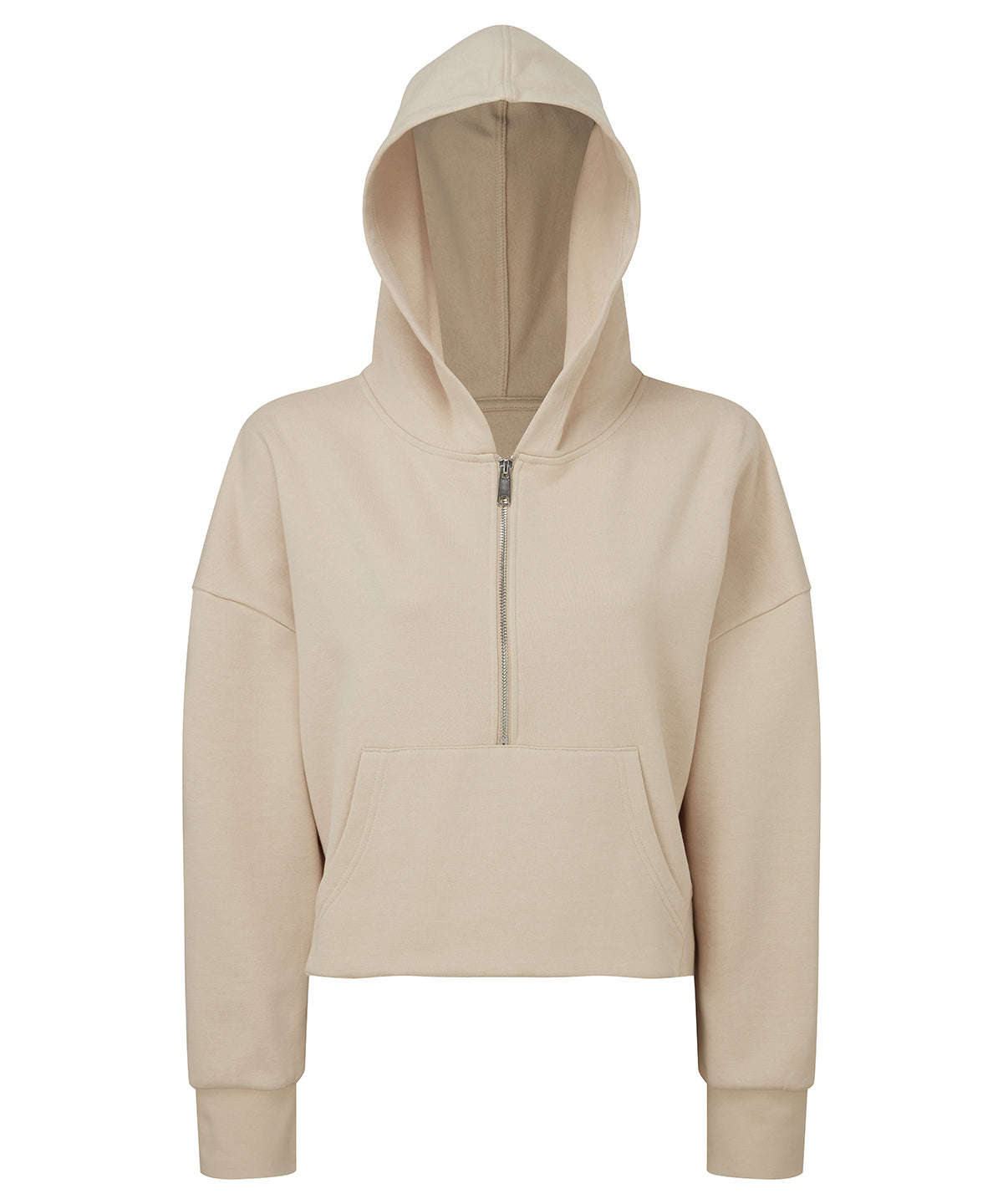 TriDri Women's half zip hoodie in Nude, front view