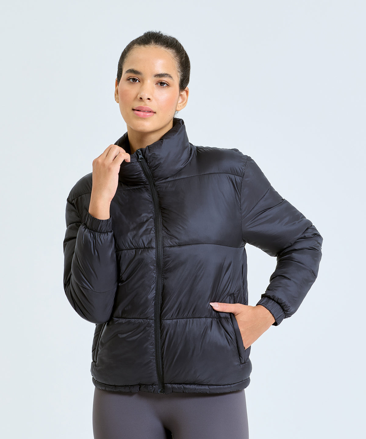 TriDri Women's padded jacket in Black, lifestyle photo
