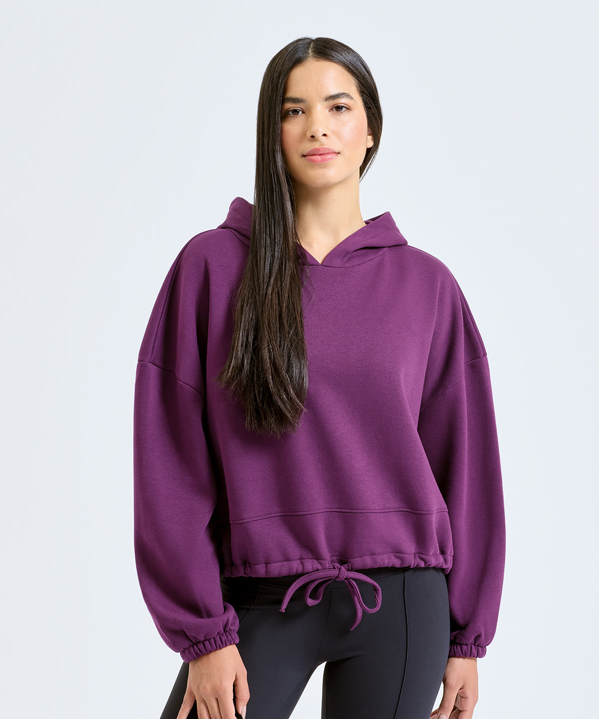 TriDri Women's cropped oversize hoodie, lifestyle photo