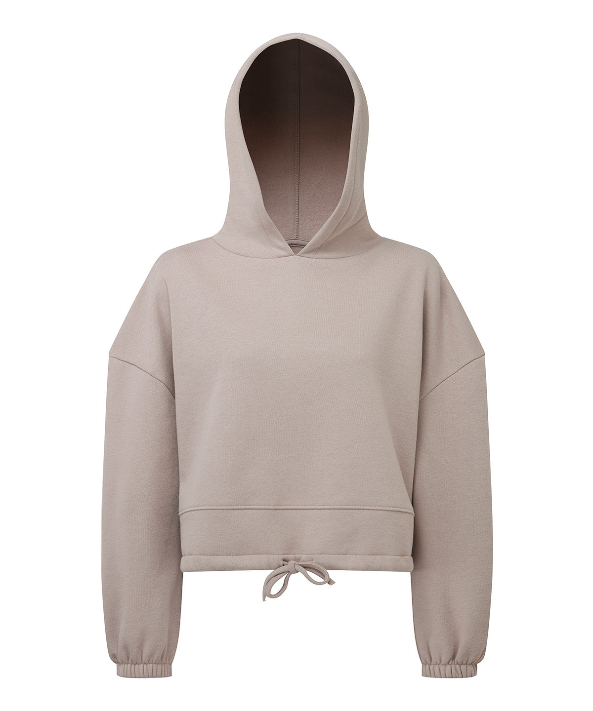 TriDri Women's cropped oversize hoodie in Stone, front view