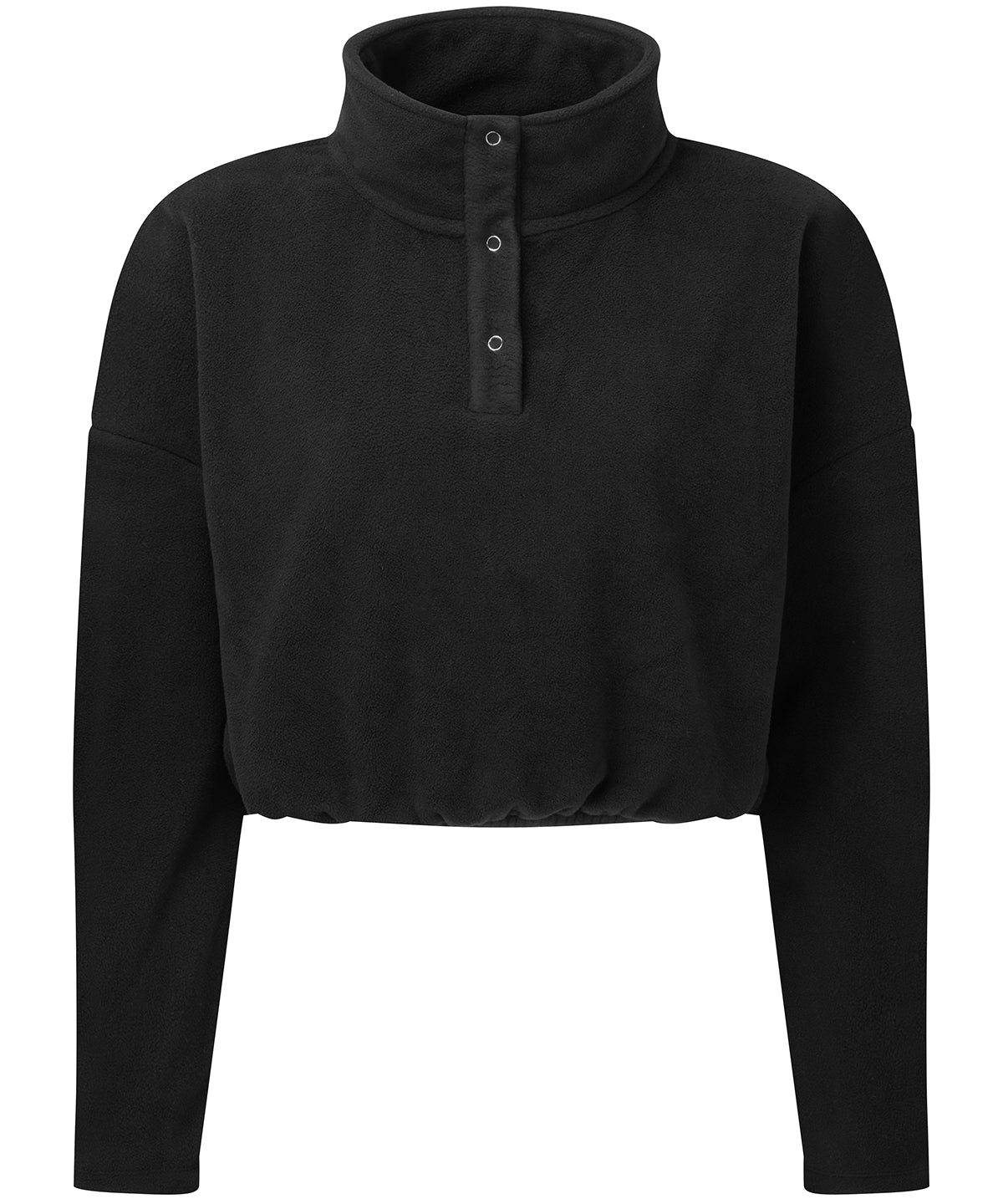 TriDri Women's cropped fleece in Black, front view