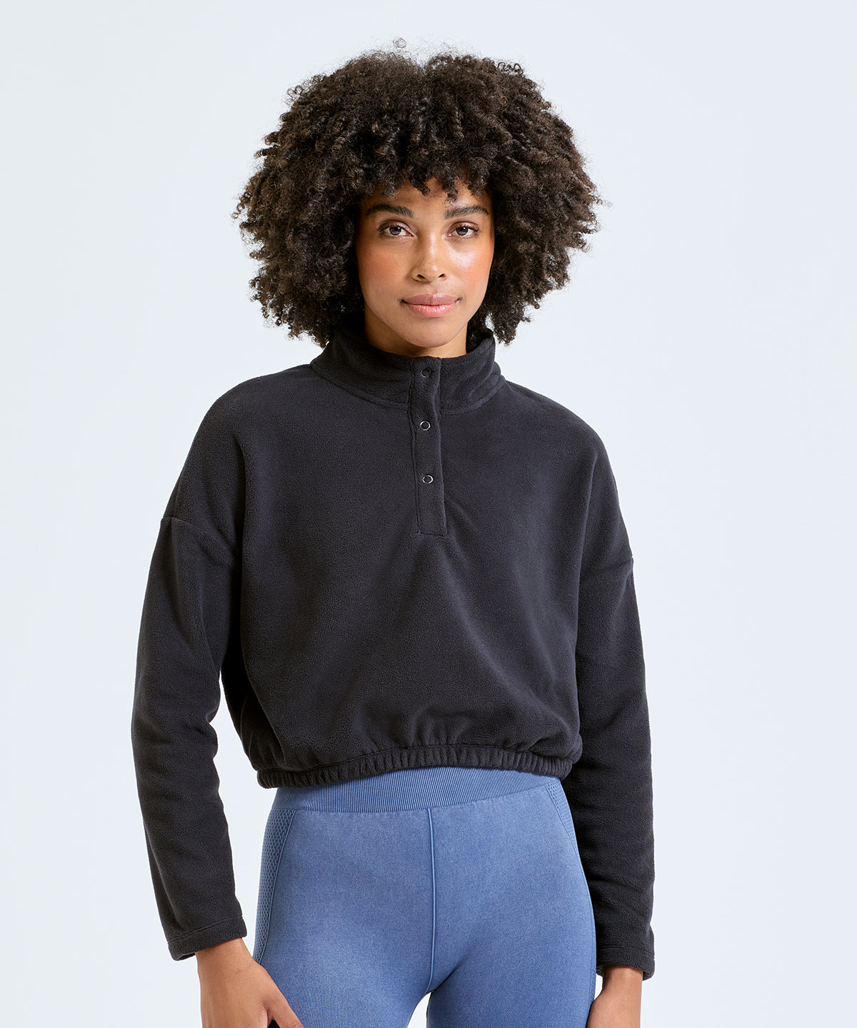 TriDri Women's cropped fleece, lifestyle photo