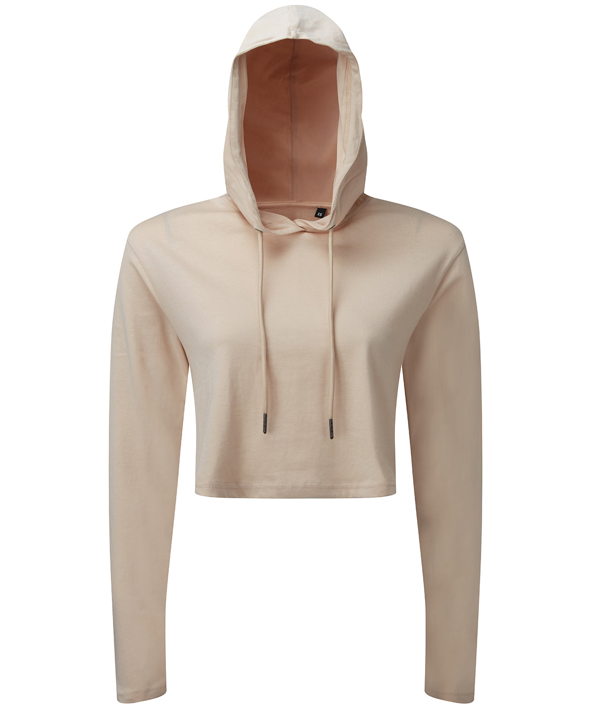 TriDri Women's cropped hooded long sleeve t-shirt in Nude, front view