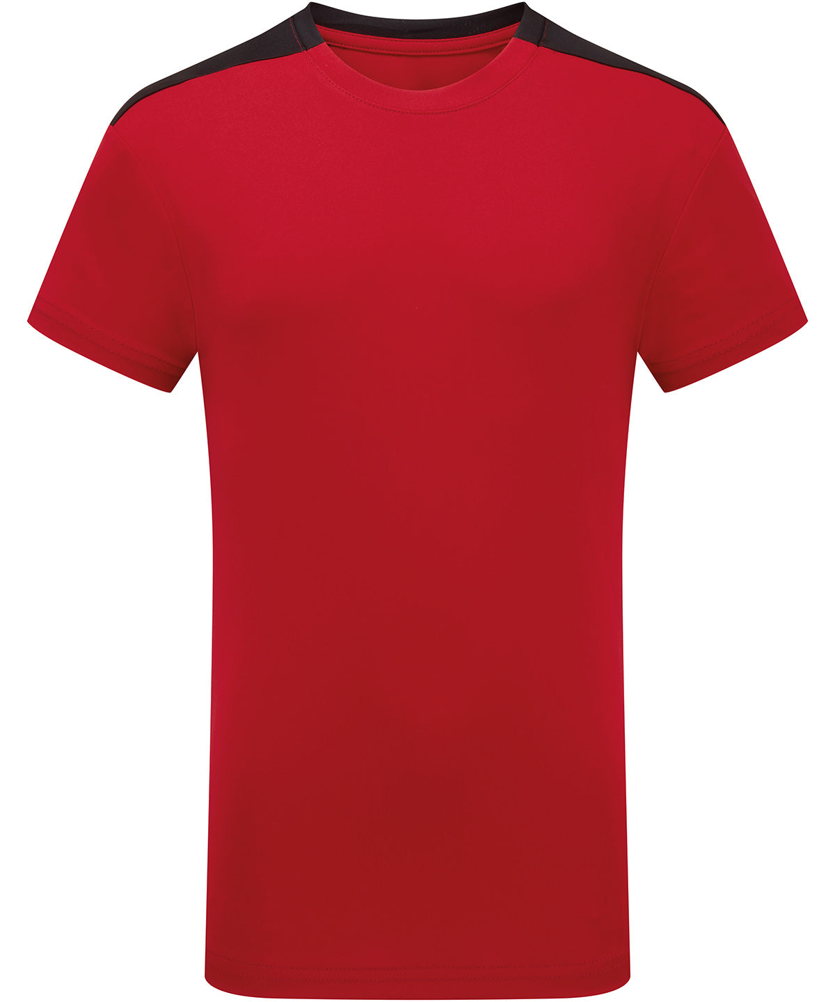 TriDri Kids contrast performance t-shirt in Fire Red/Black, front view