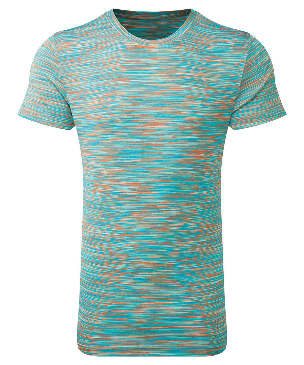 TriDri Space dye performance t-shirt in Orange/Mint, front view