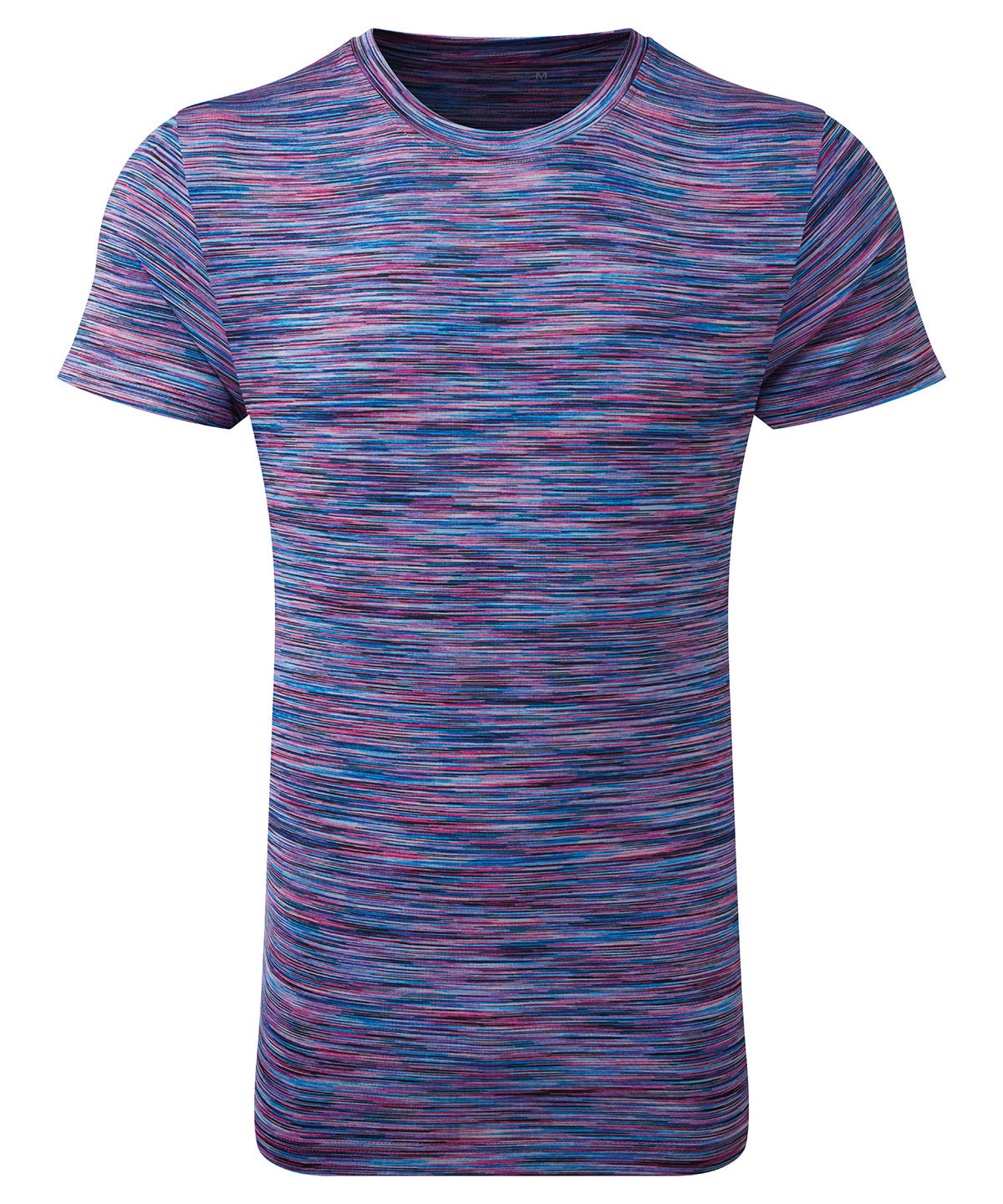 TriDri Space dye performance t-shirt in Pink/Blue, front view