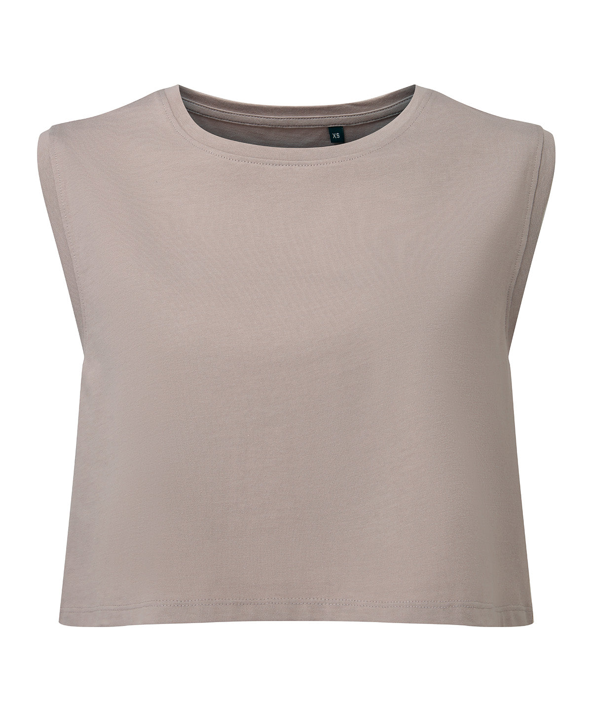 TriDri Women's organic crop tank in Stone, front view