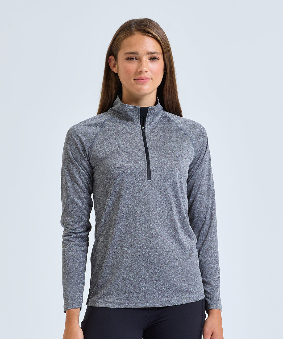 TriDri Women's long sleeve performance ¼ zip, lifestyle photo