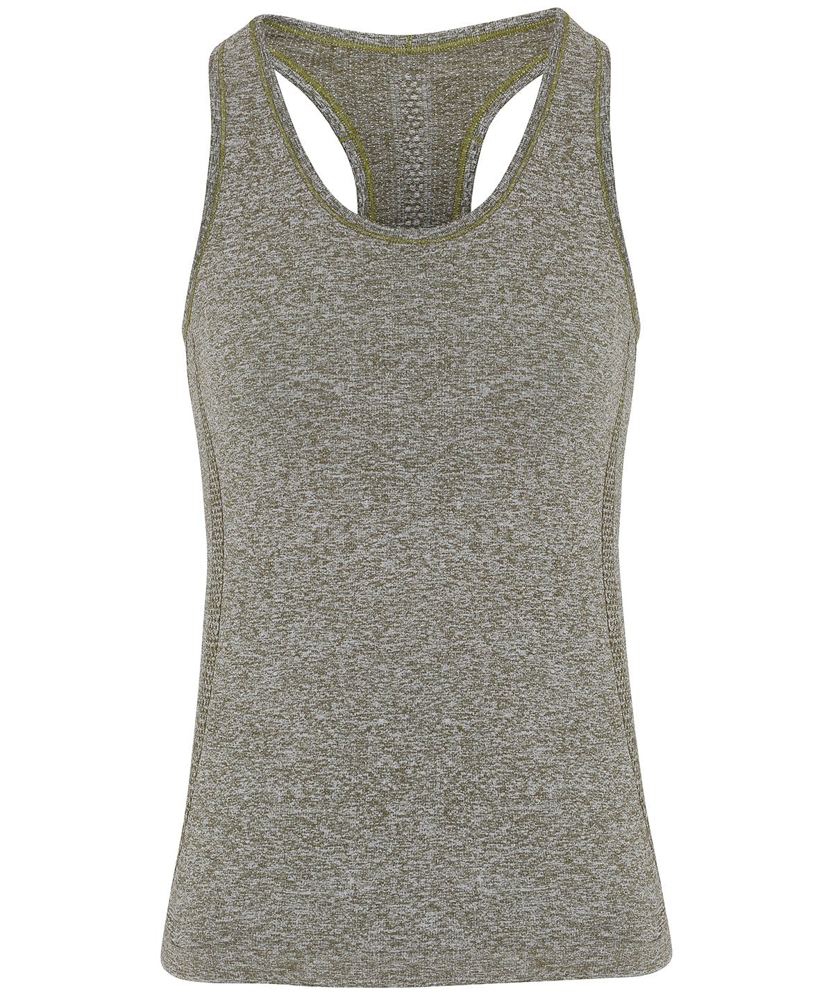 TriDri Women's seamless 3D fit" multi-sport sculpt vest" in Olive, front view
