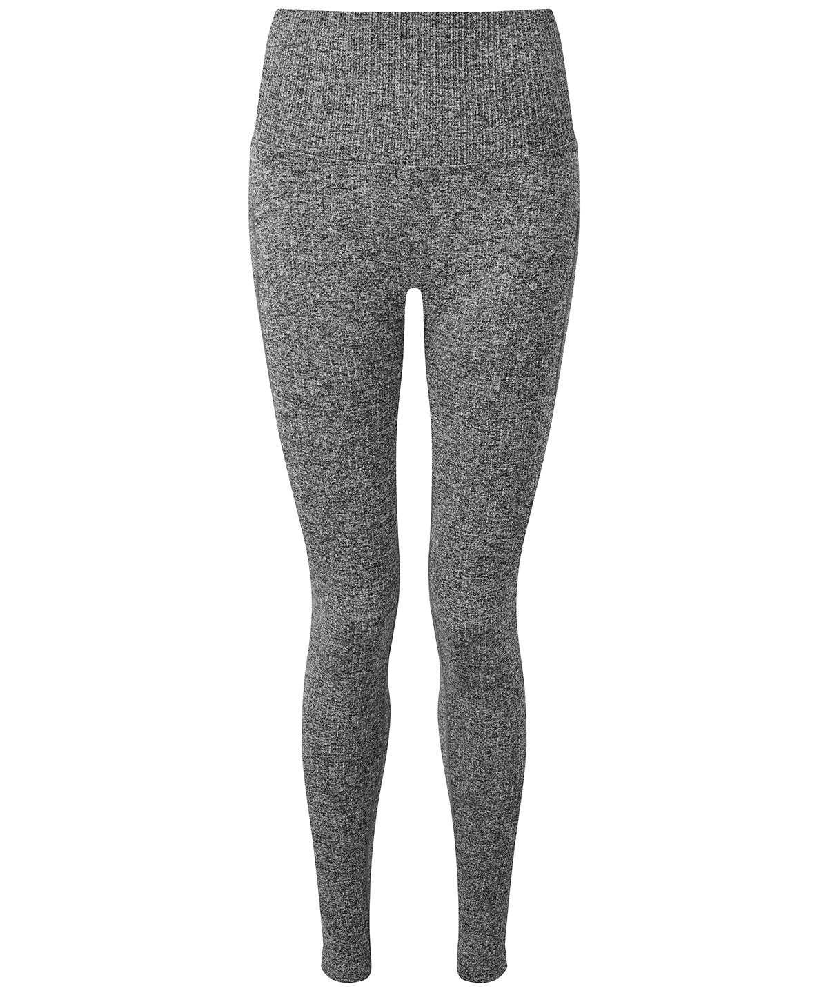 TriDri Women's ribbed seamless multi-sport leggings in Black Melange, front view