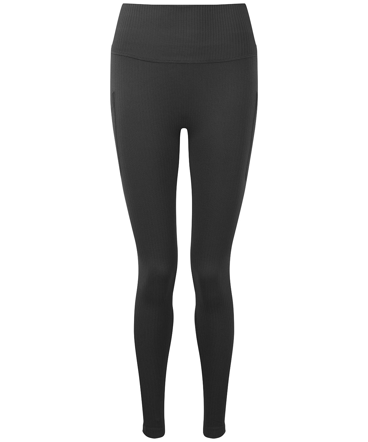 TriDri Women's ribbed seamless multi-sport leggings in Charcoal, front view