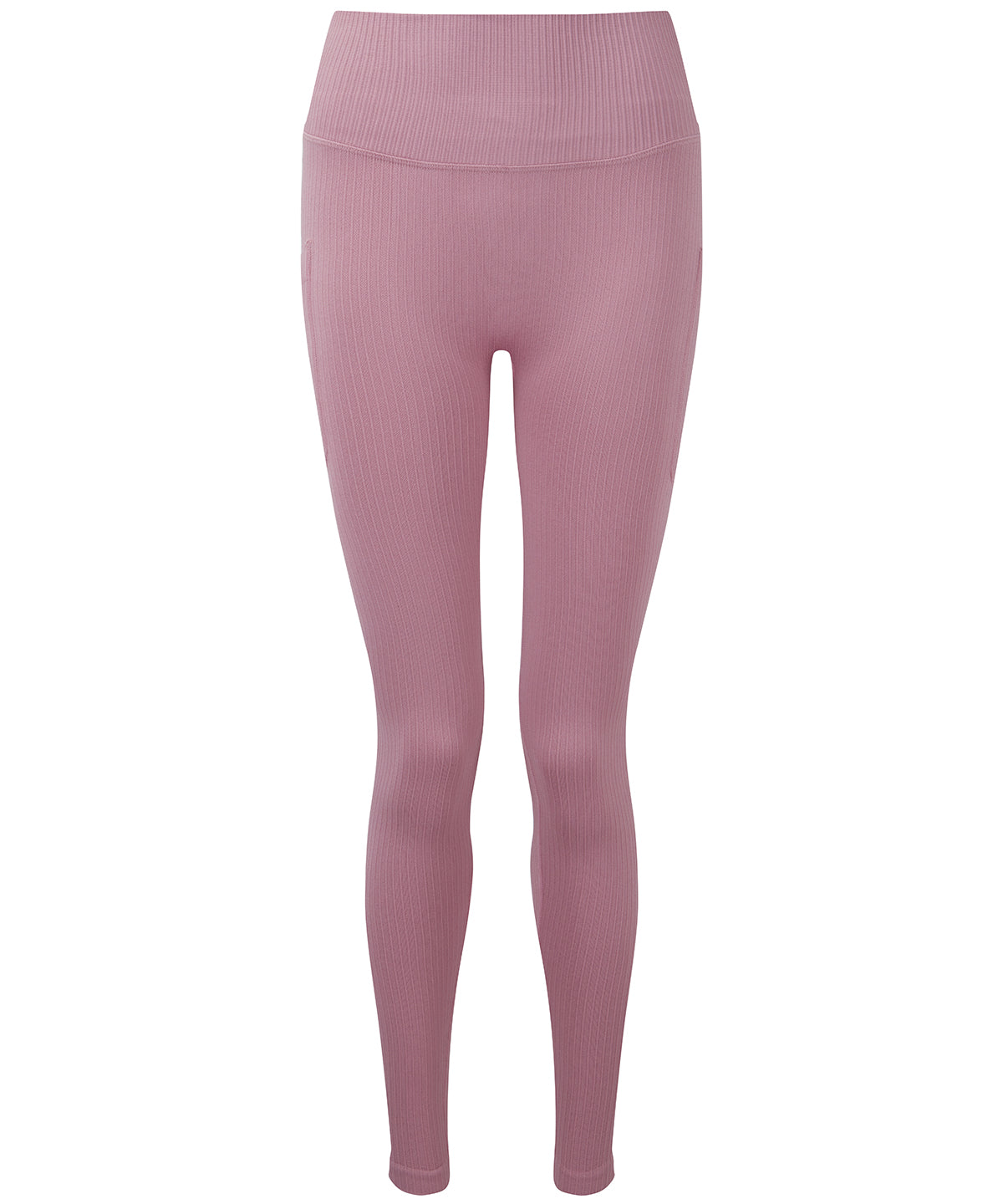 TriDri Women's ribbed seamless multi-sport leggings in Mauve, front view