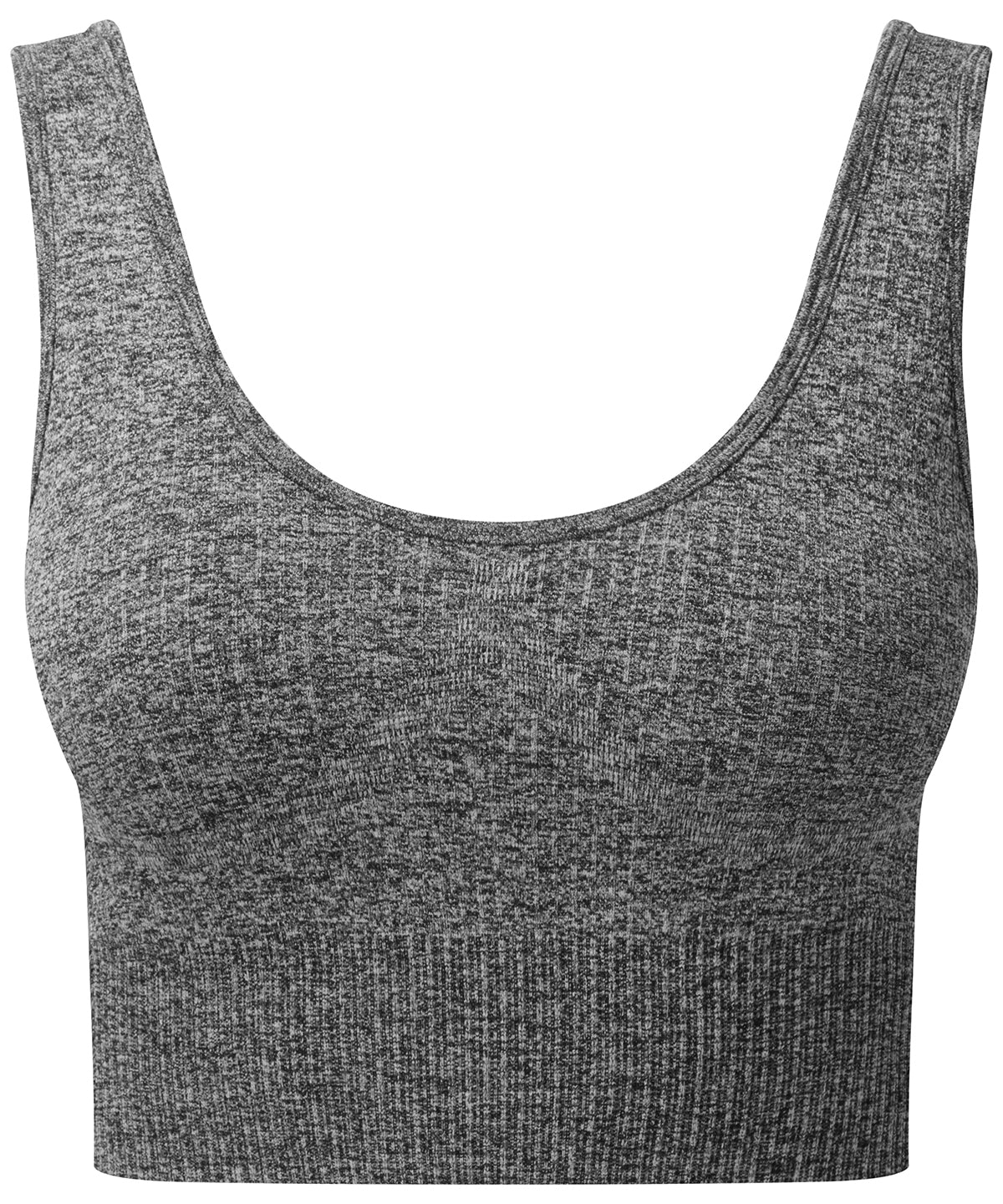 TriDri Ribbed seamless multi-sport bra in Black Melange, front view