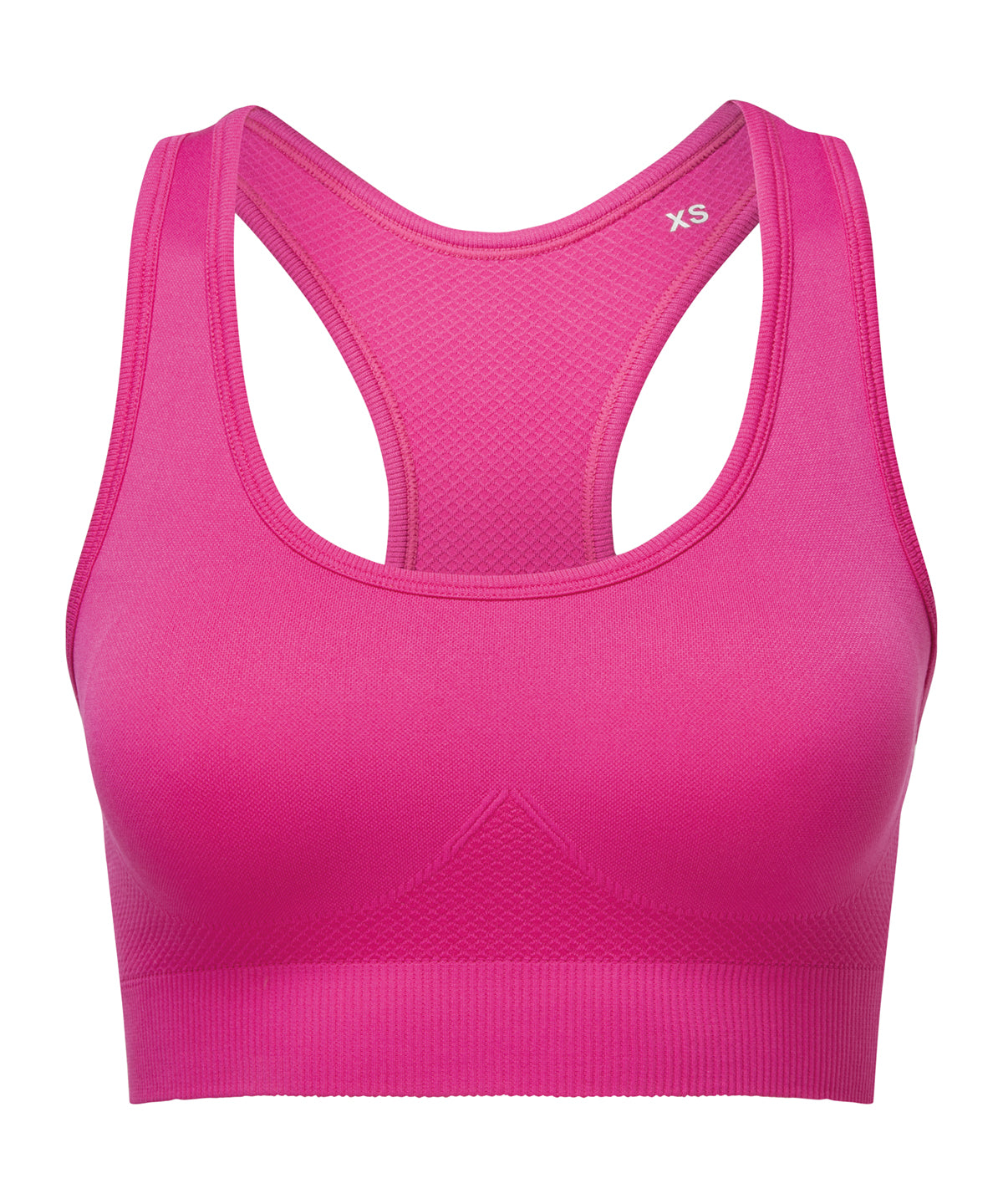 TriDri Seamless 3D fit" multi-sport sculpt solid colour bra" in Fuschia, front view