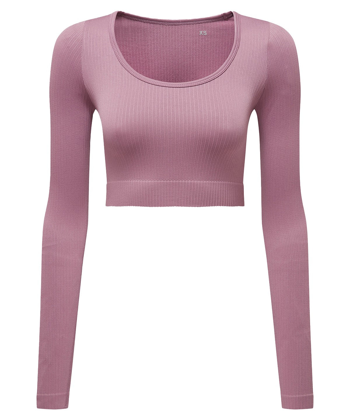 TriDri Women's ribbed seamless 3D fit" crop top" in Mauve, front view