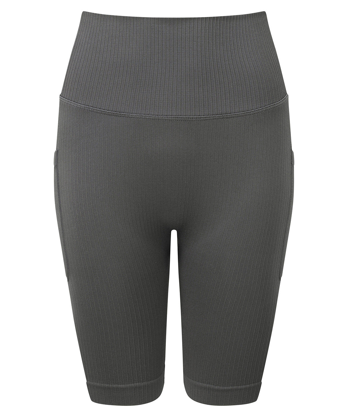 TriDri Women's ribbed seamless 3D fit" cycle shorts" in Charcoal, front view
