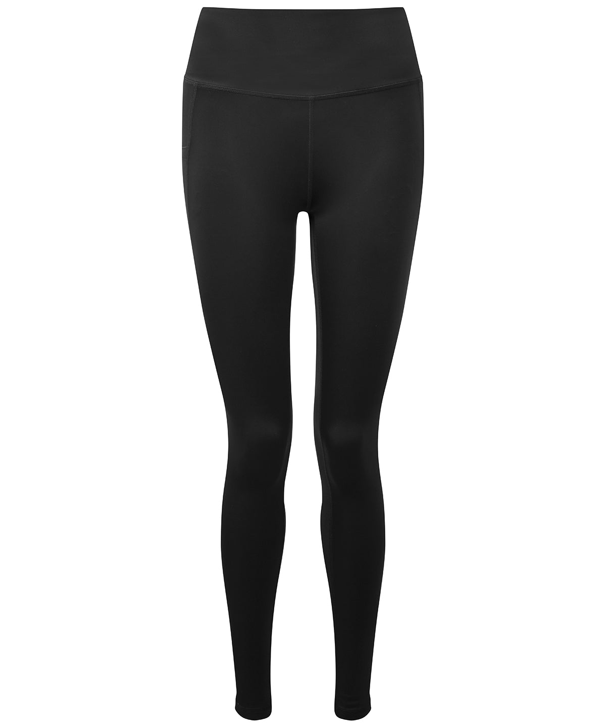 TriDri Women's high-shine leggings in Black, front view