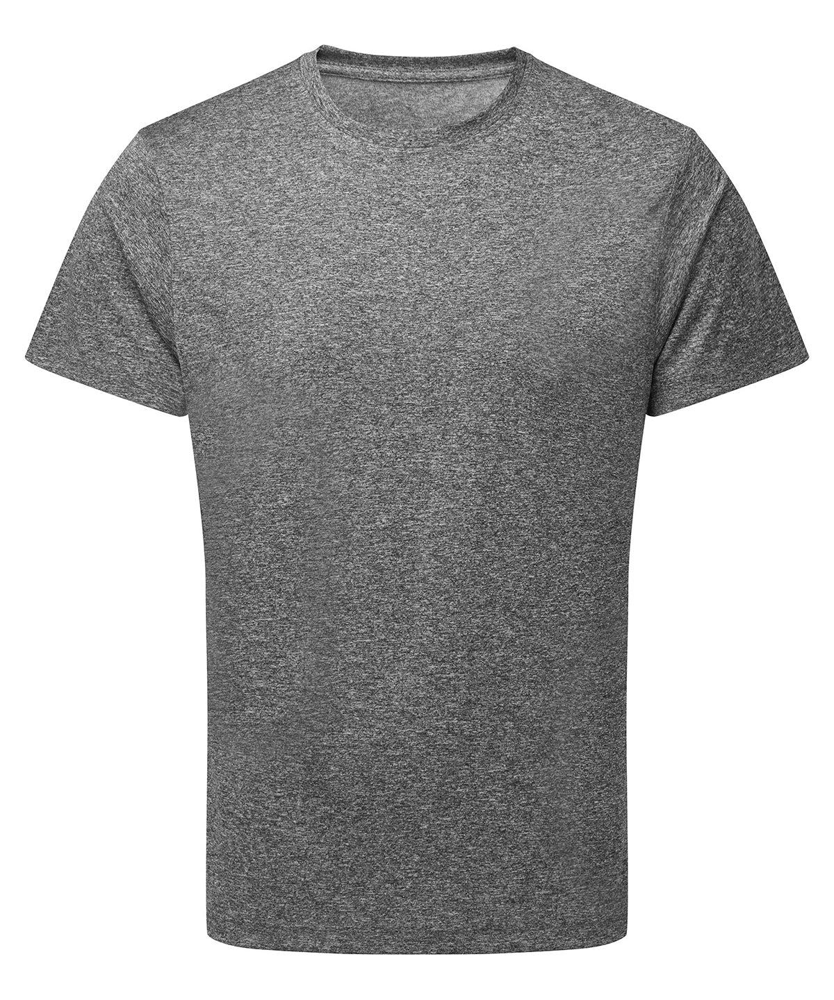 TriDri Men's recycled performance t-shirt in Black Melange, front view